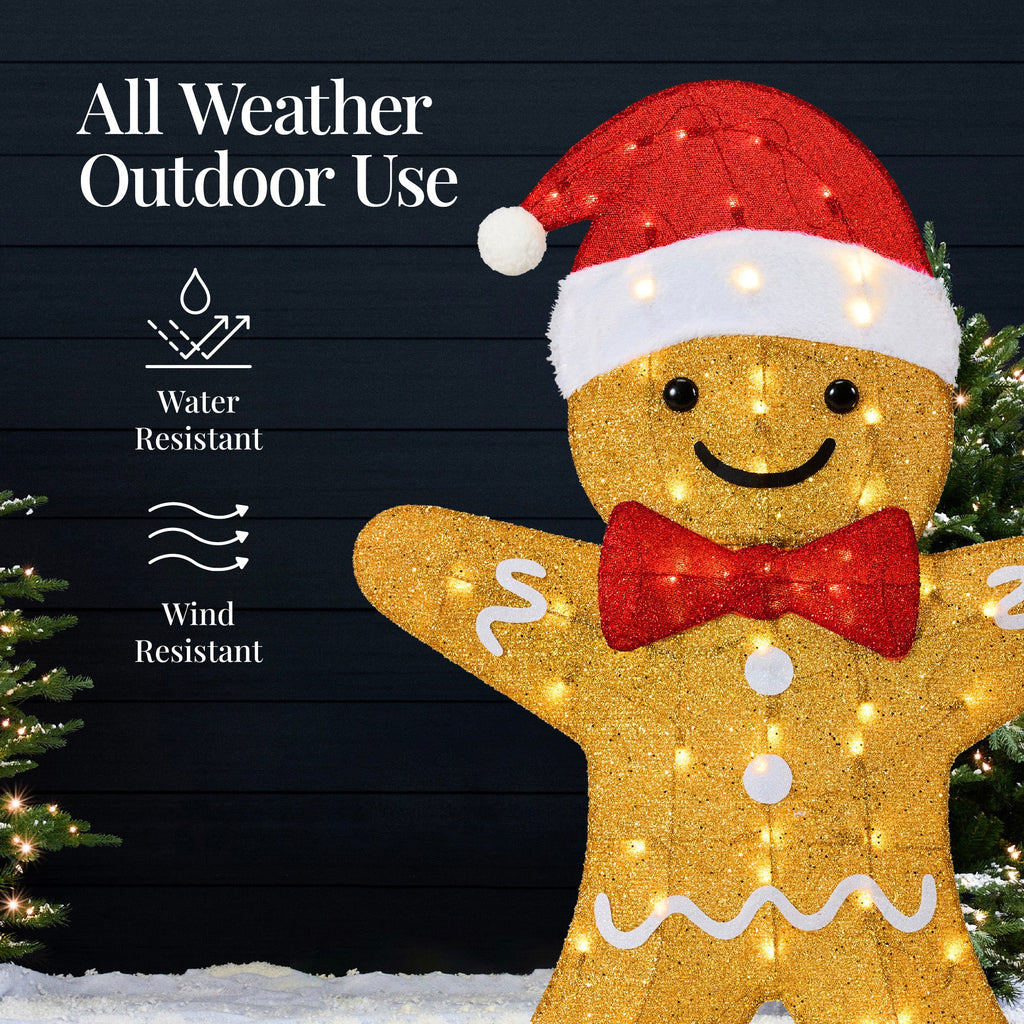 4pc Gingerbread Man Family 4ft Pre-lit Christmas Yard Decor