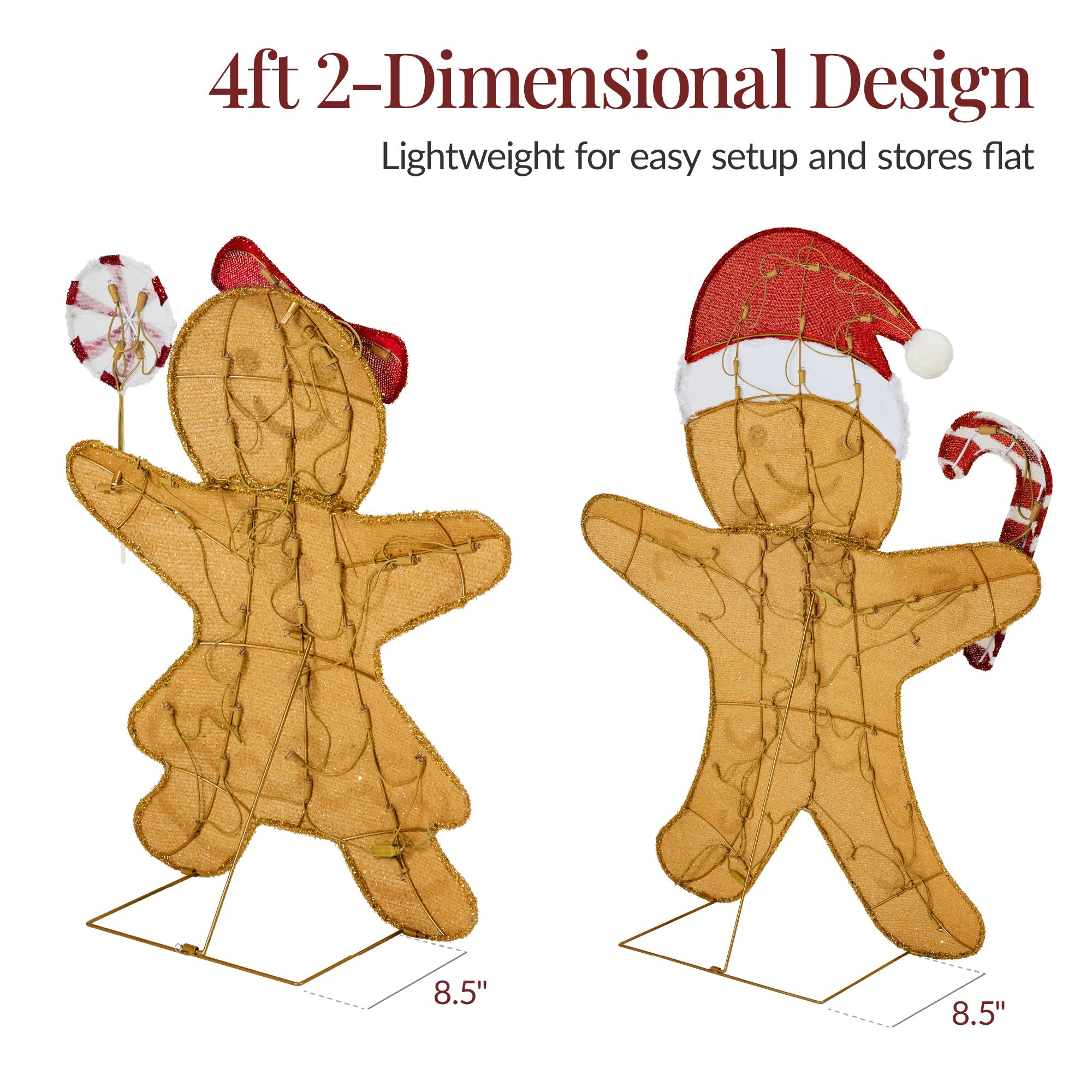 3pc Gingerbread Man Family House 4ft Pre-lit Christmas Yard Decor