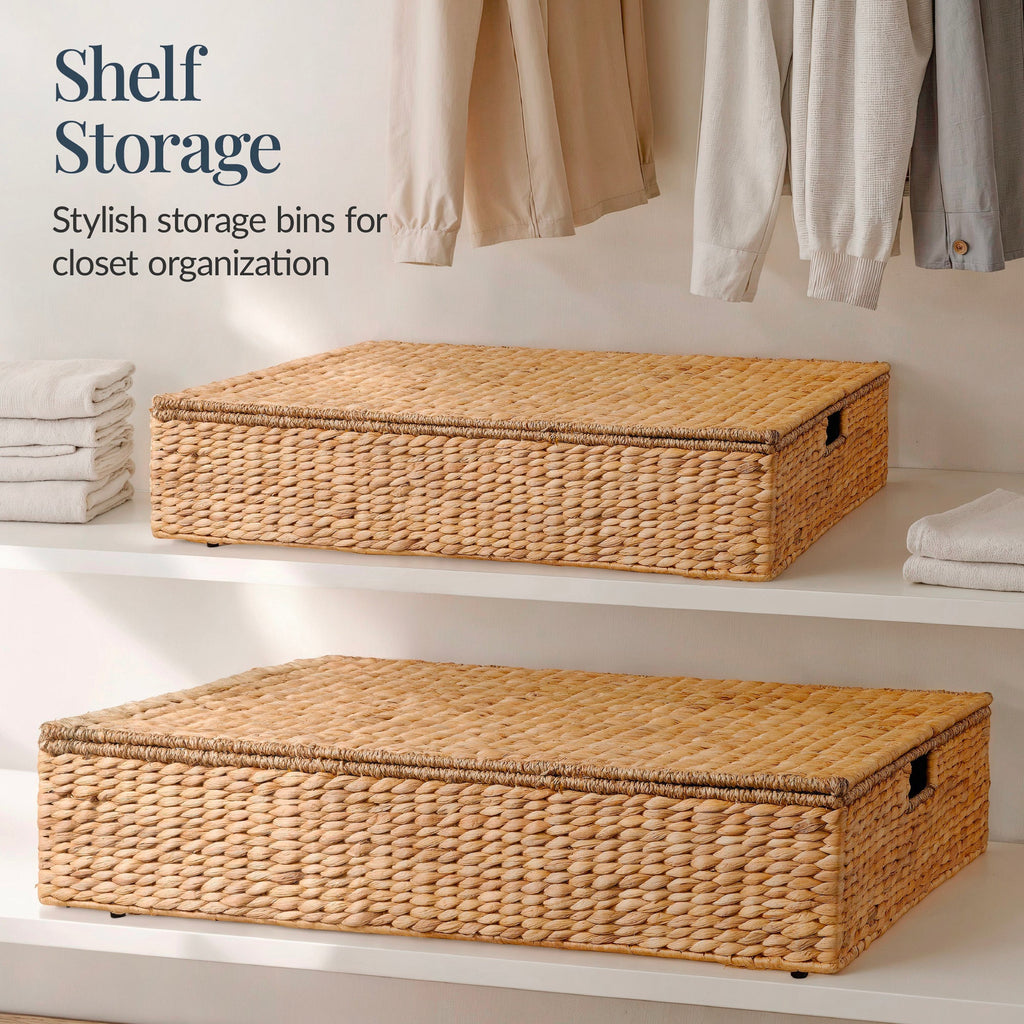 2 PC Water Hyacinth Nesting Underbed Storage Baskets