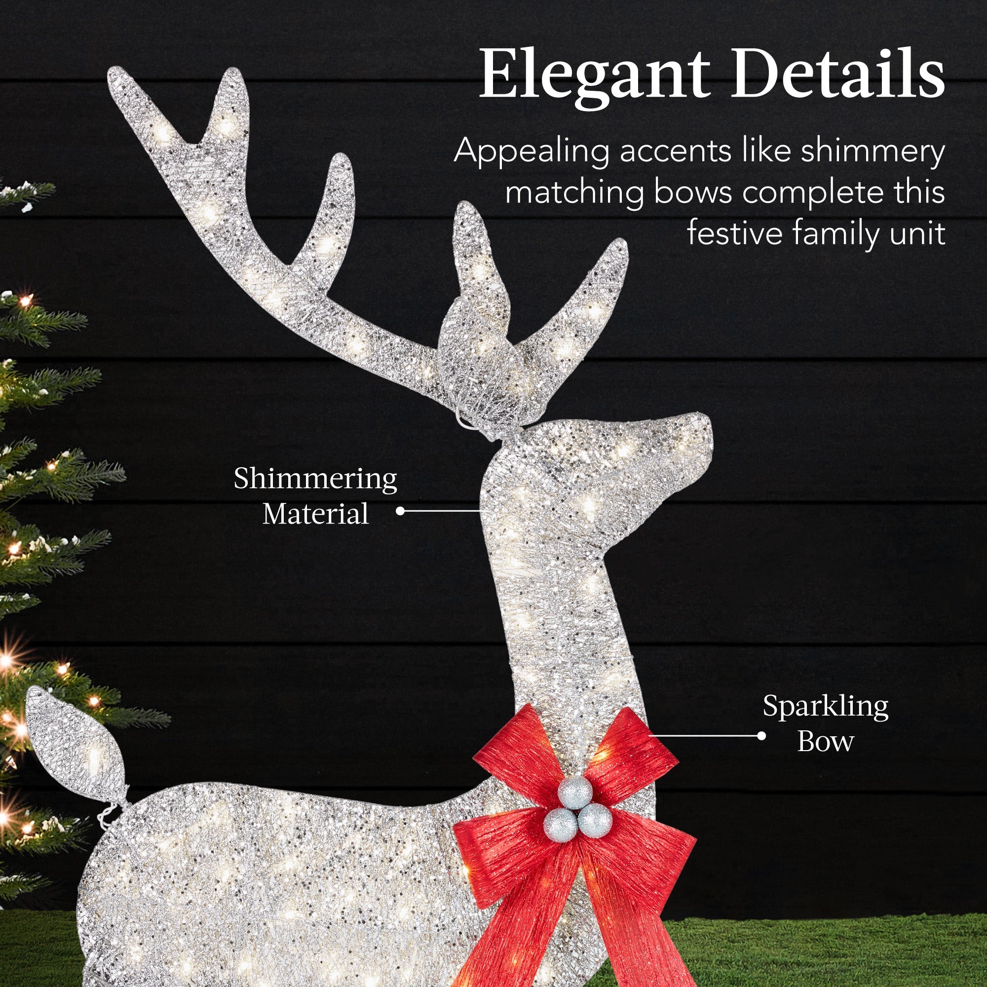 3-Piece Lighted Christmas Deer Set Outdoor Decor with 175 LED Lights