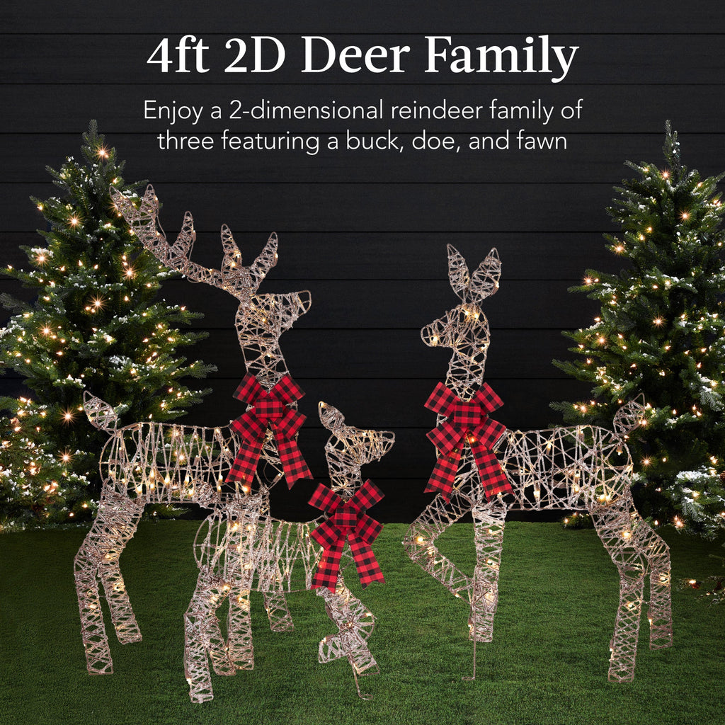 3-Piece Lighted Christmas Deer Set Outdoor Decor with 175 LED Lights
