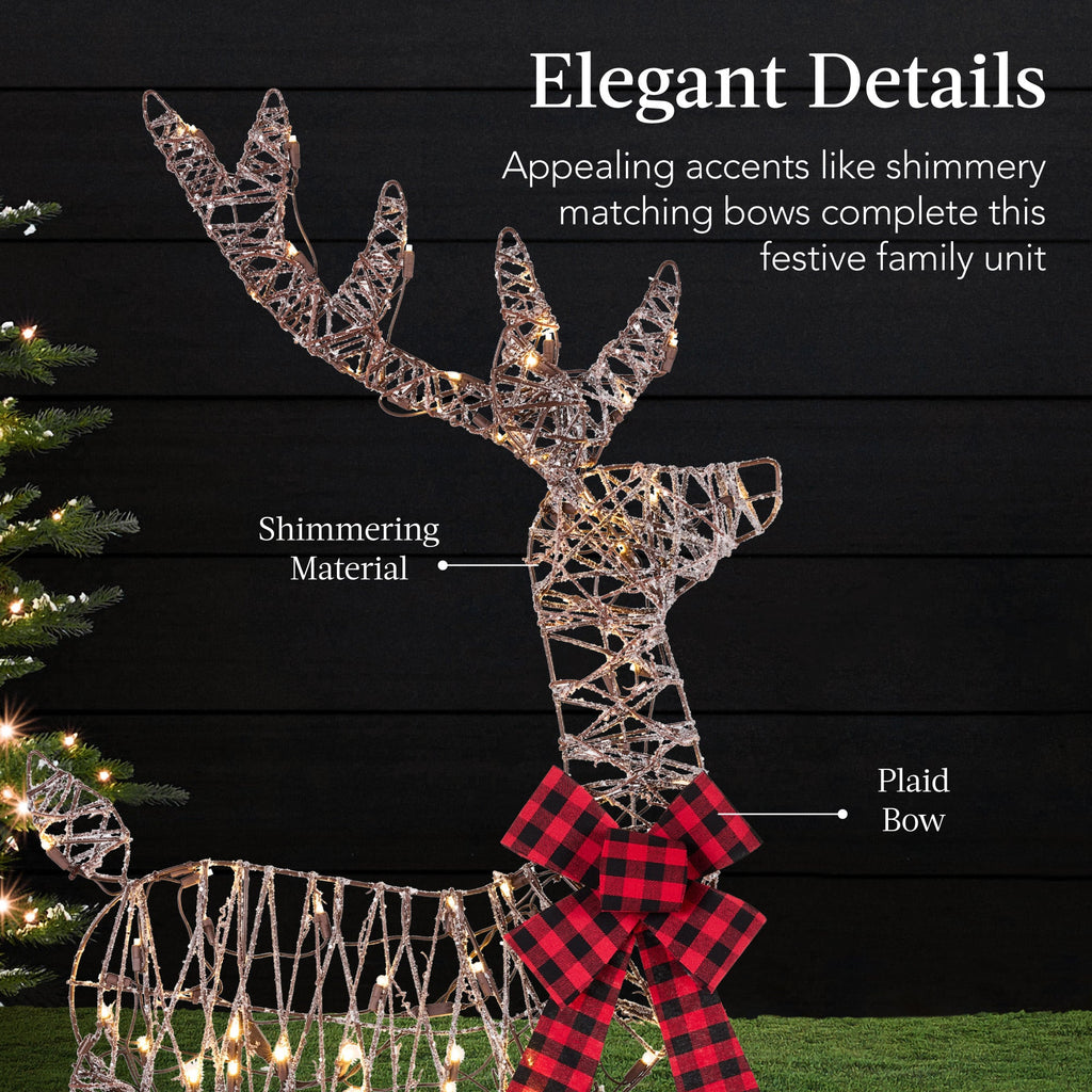 3-Piece Lighted Christmas Deer Set Outdoor Decor with 175 LED Lights