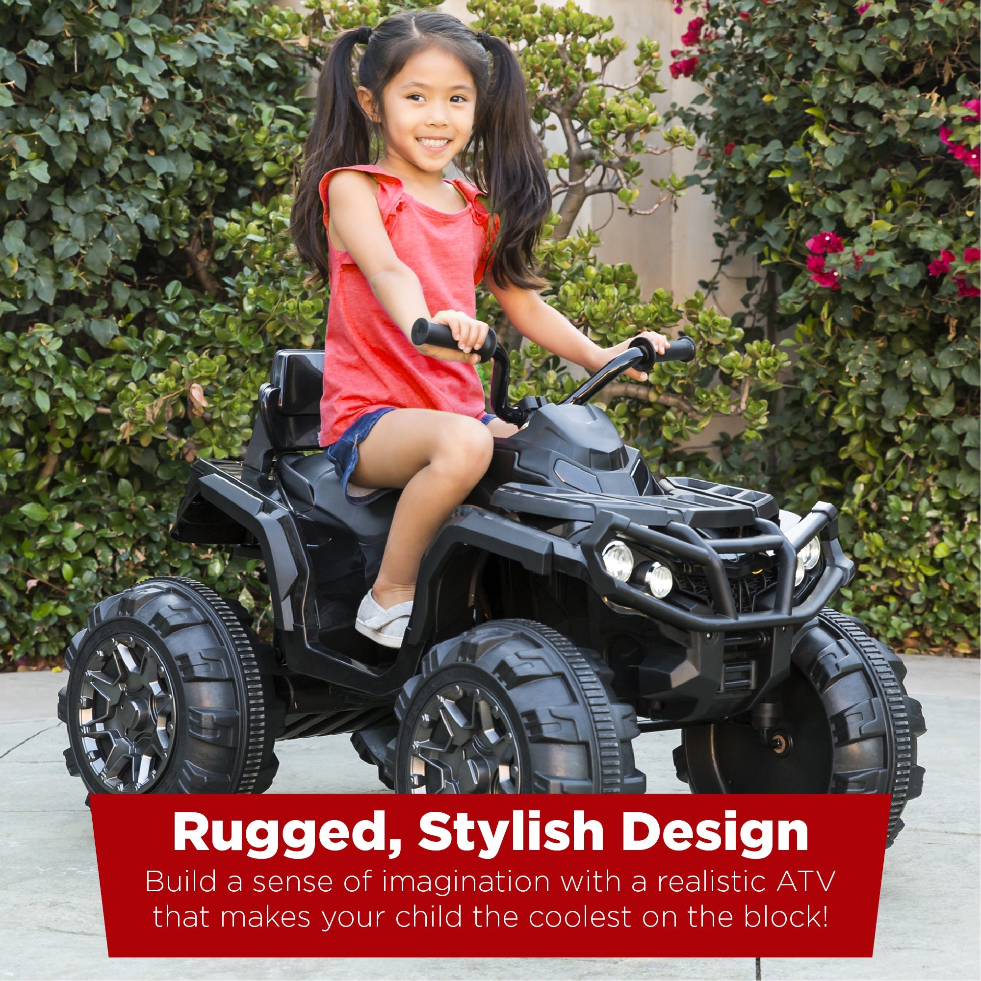 12V Kids Ride-On 4-Wheeler Quad ATV Car w/ 3.7mph Max, Bluetooth, Headlights