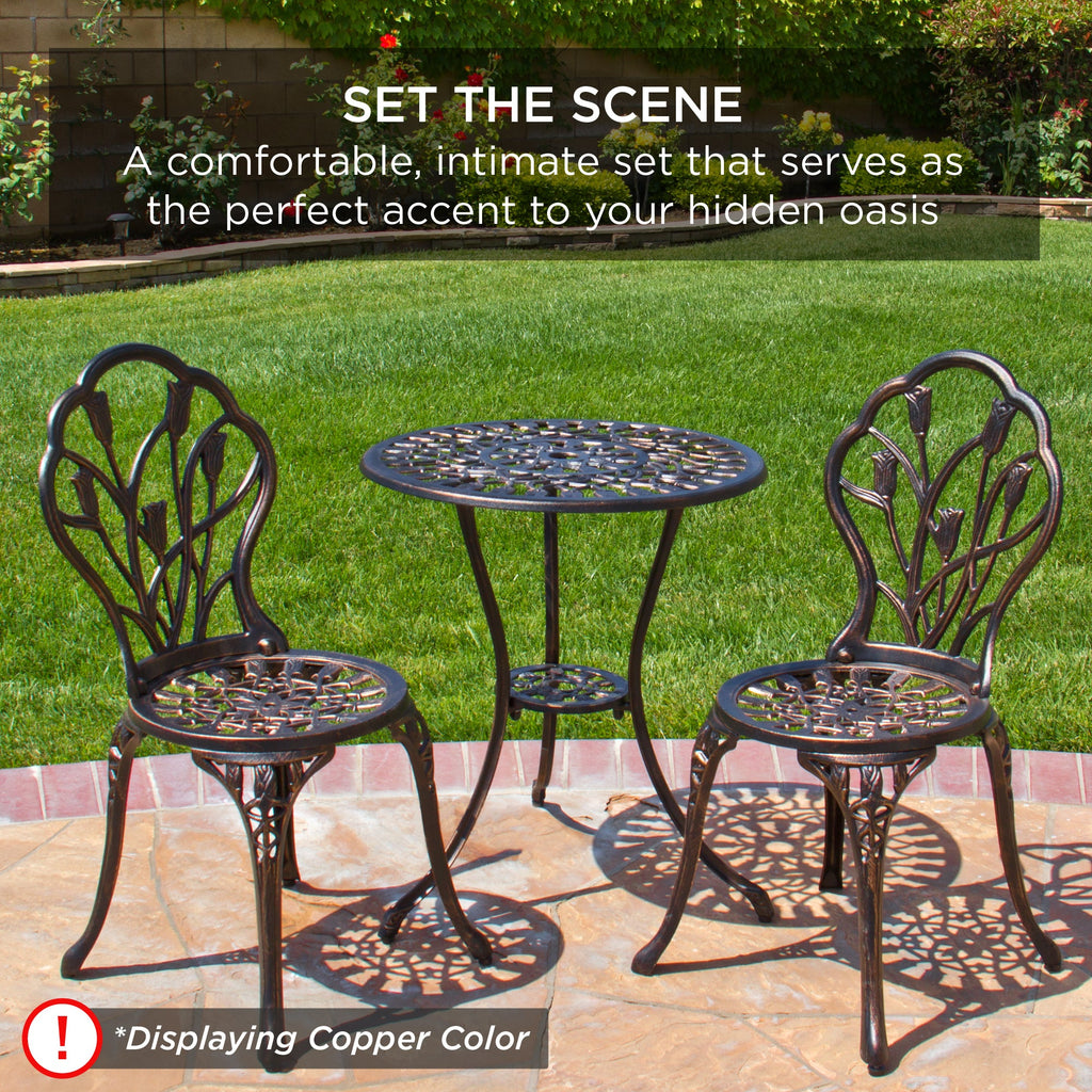 3-Piece Cast Aluminum Patio Bistro Furniture Set