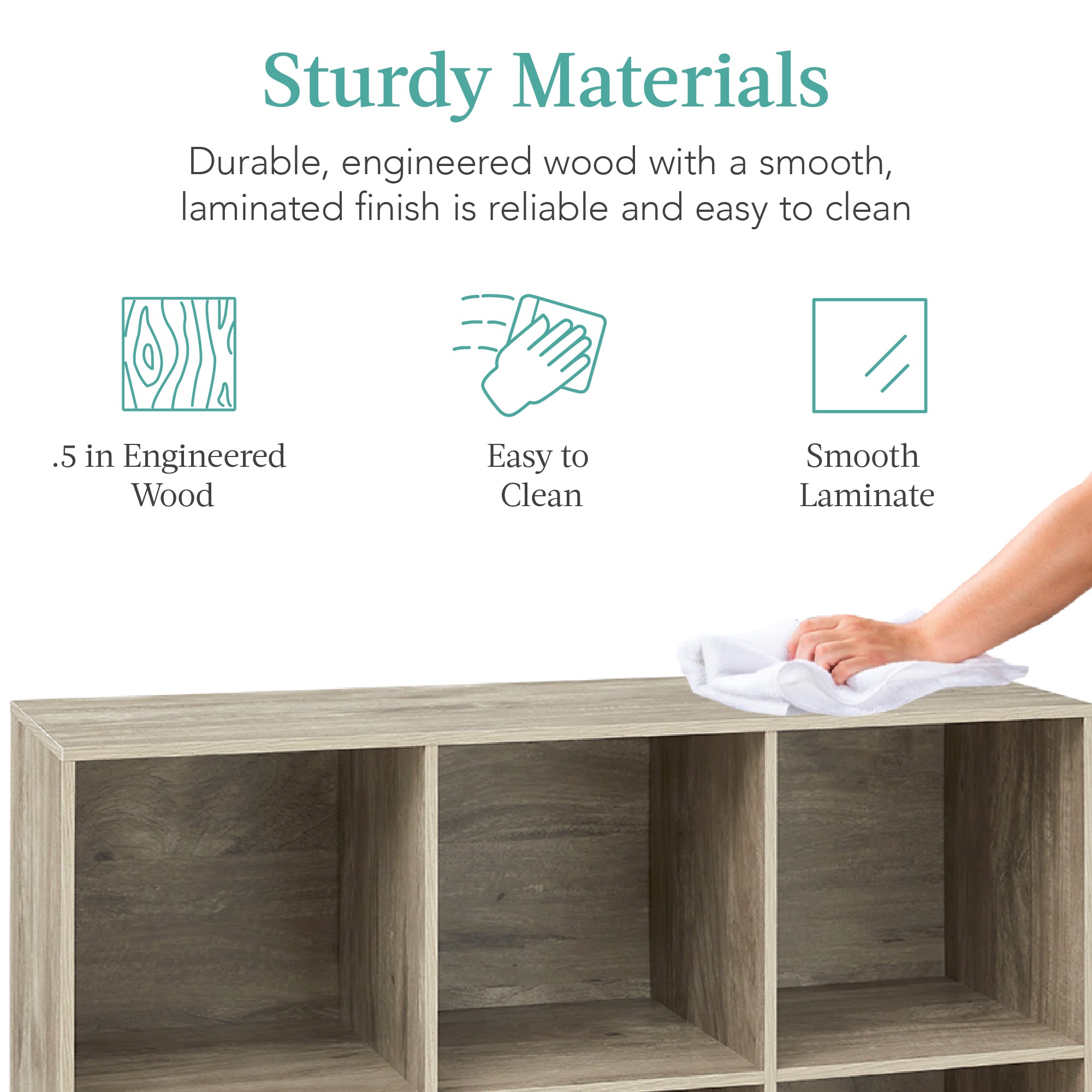 6-Cube Bookshelf, 13.5in Storage Display w/ Removable Panels, Customizable