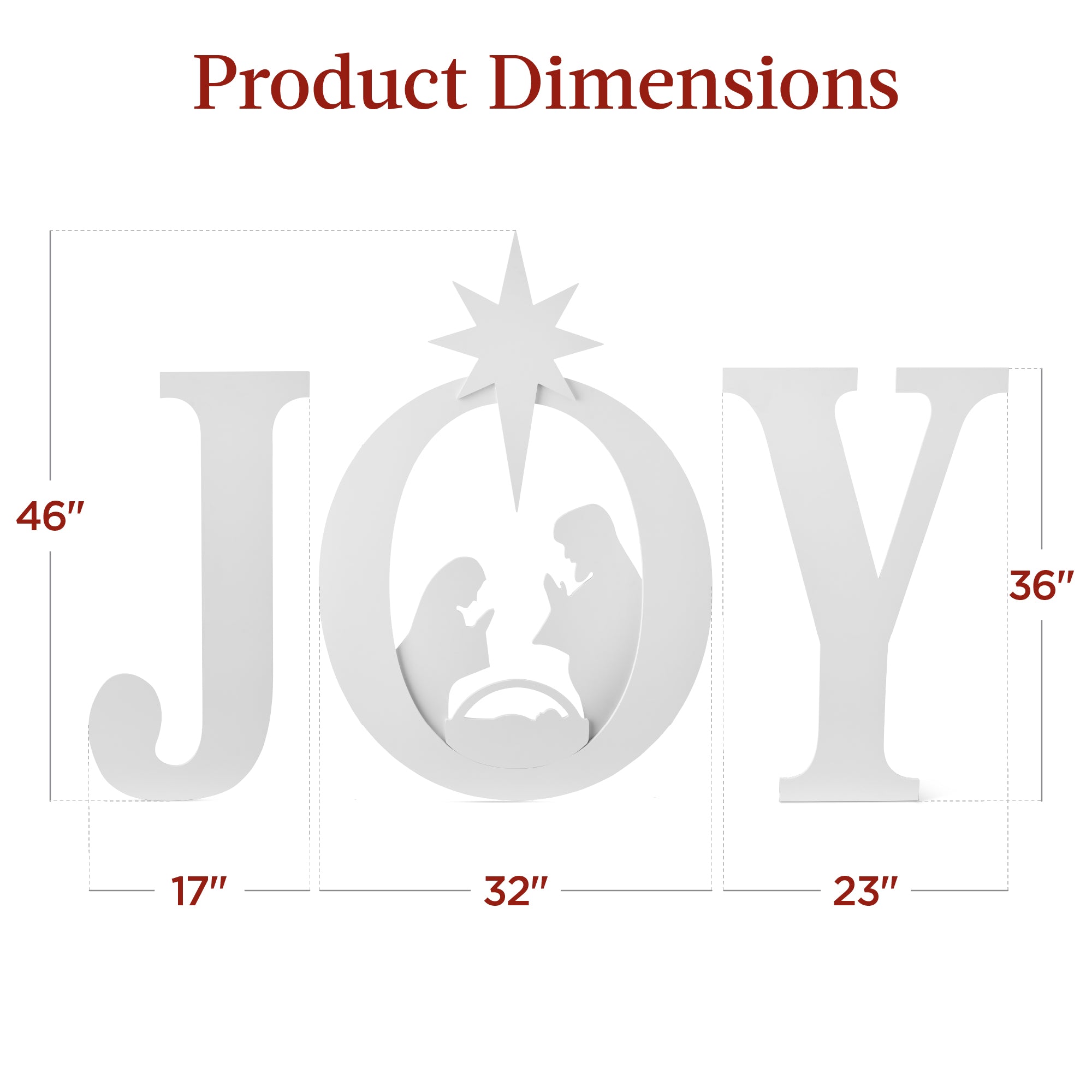 3-Piece Christmas JOY Nativity Yard Decoration w/ Ground Stakes - 46in