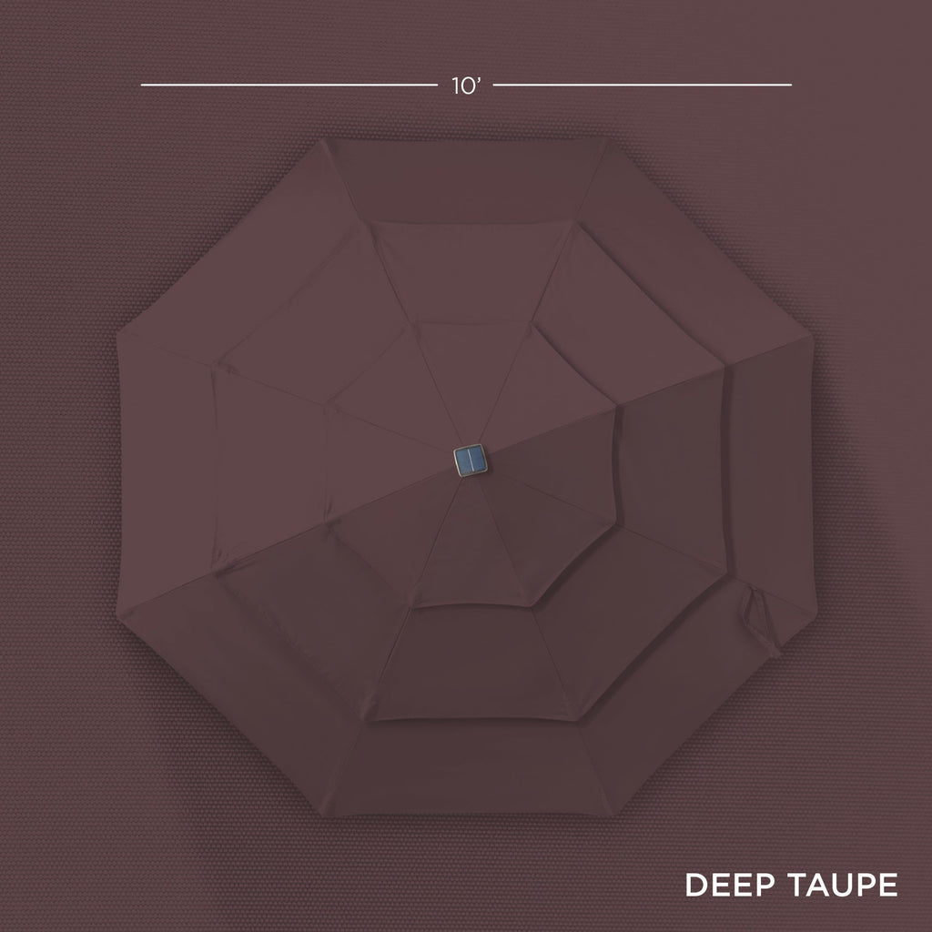 3-Tier Solar Patio Umbrella w/ LED Lights, Tilt Adjustment, Crank - 10ft