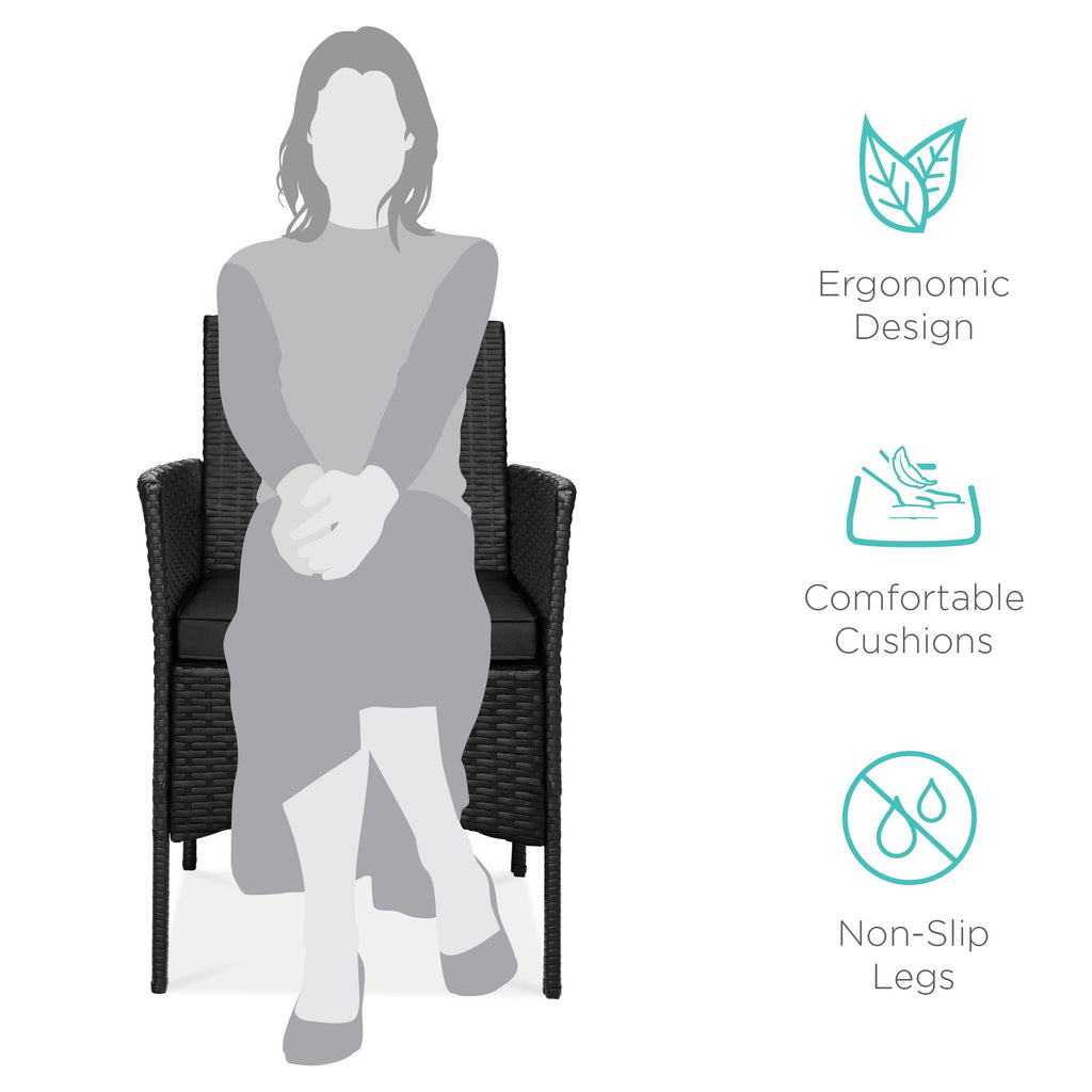 3-Piece Outdoor Patio Wicker Bistro Set w/ Side Storage Table