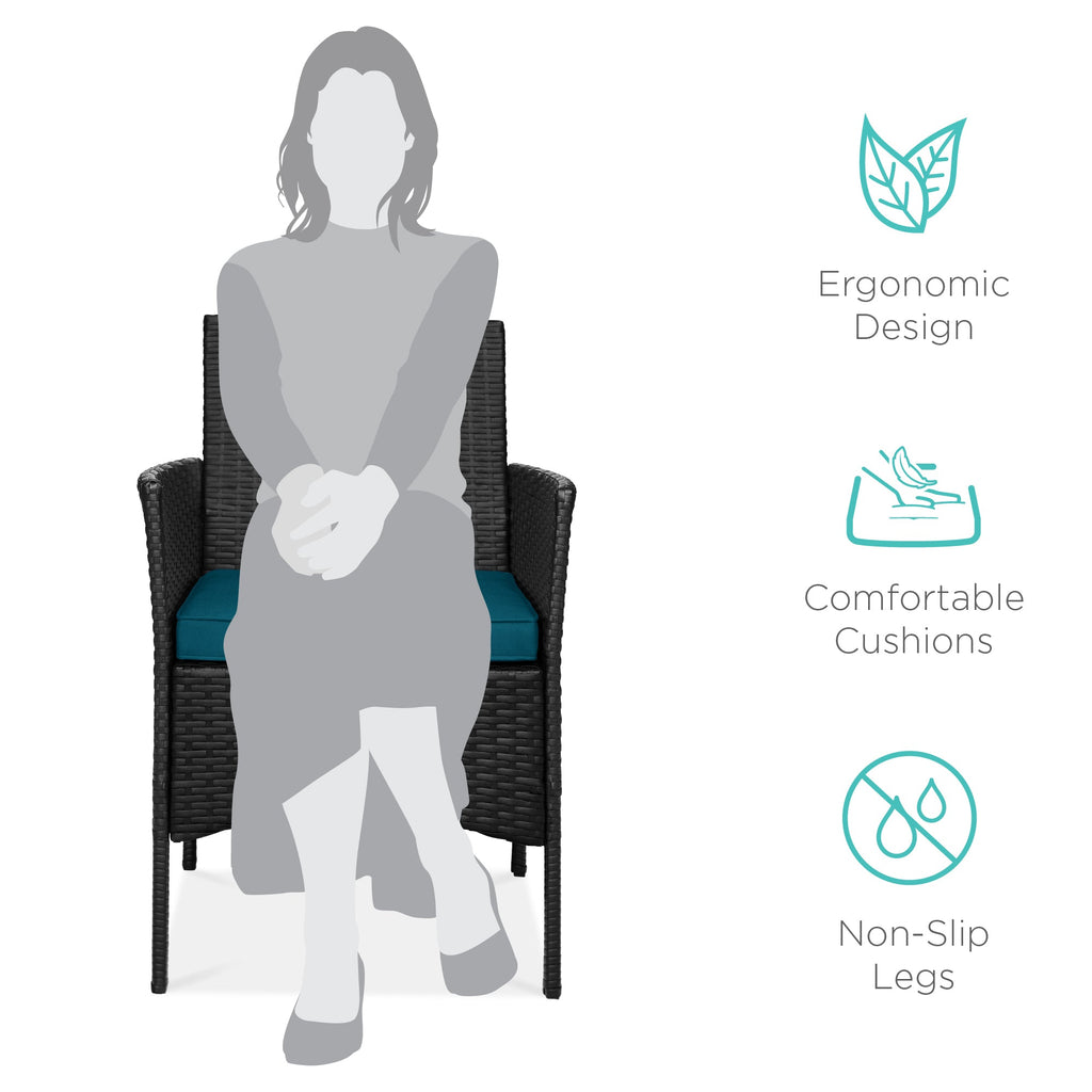 3-Piece Outdoor Patio Wicker Bistro Set w/ Side Storage Table