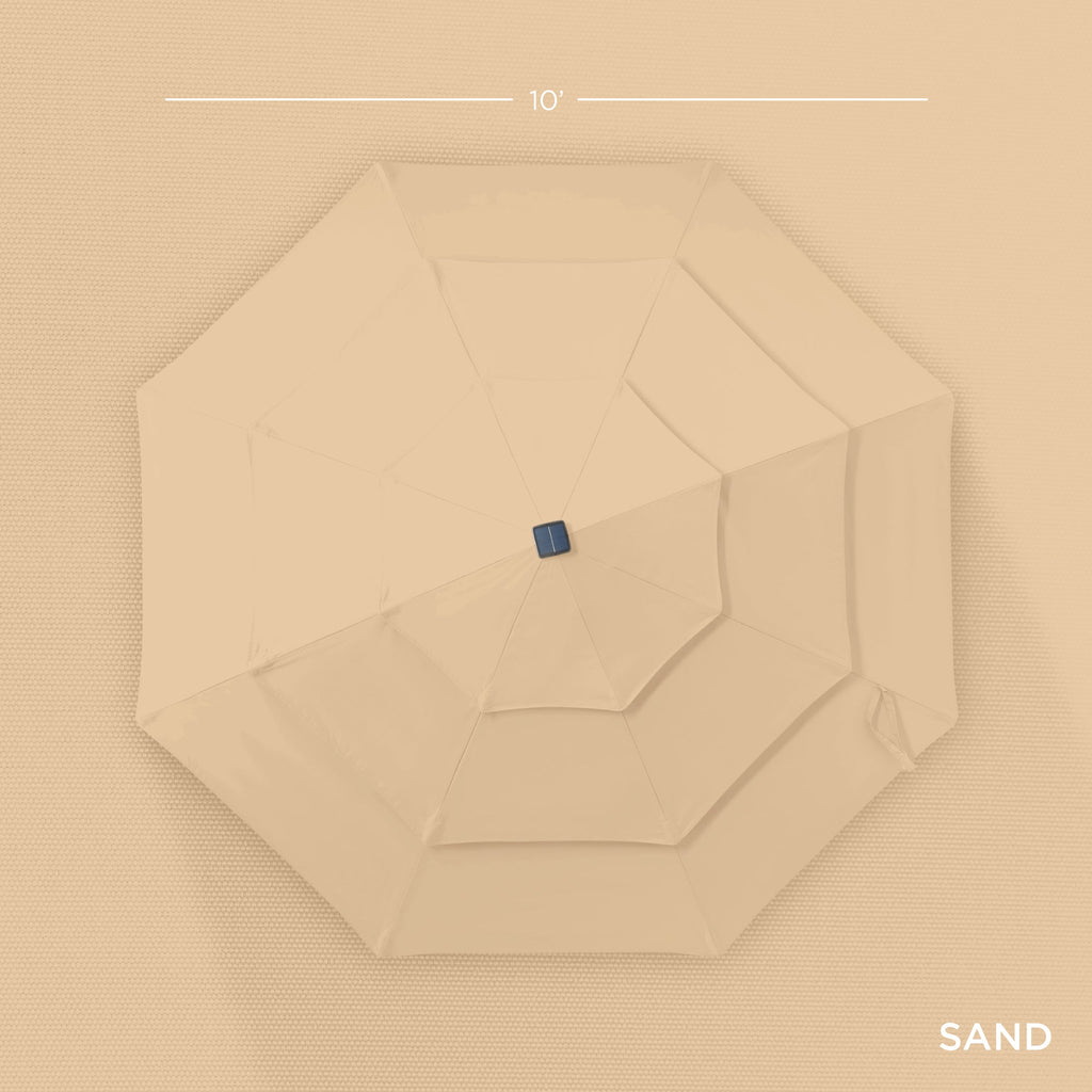 3-Tier Solar Patio Umbrella w/ LED Lights, Tilt Adjustment, Crank - 10ft