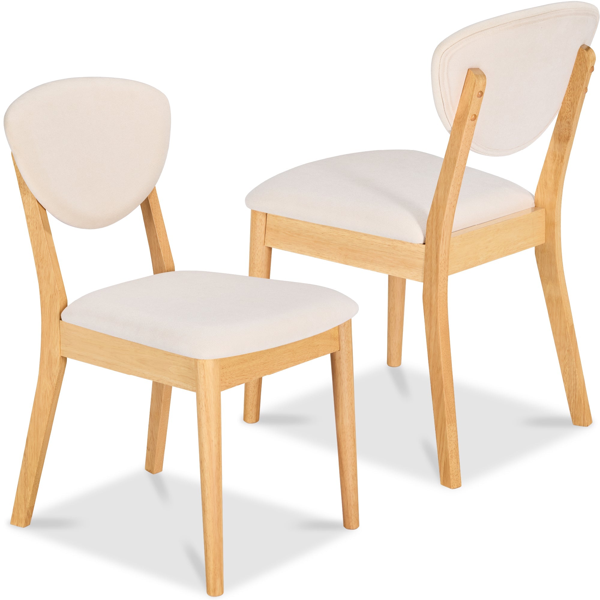 2-Piece Mid-Century Modern Wood &Upholstered Dining Chair Set