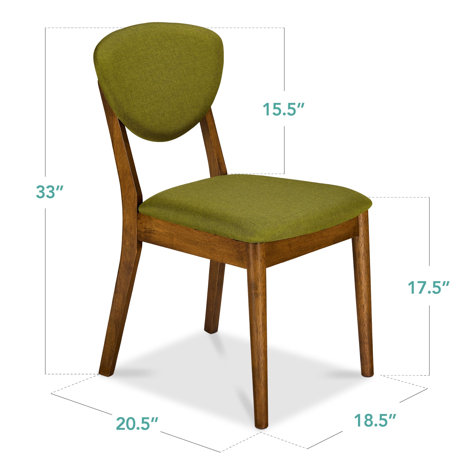 2-Piece Mid-Century Modern Wood &Upholstered Dining Chair Set