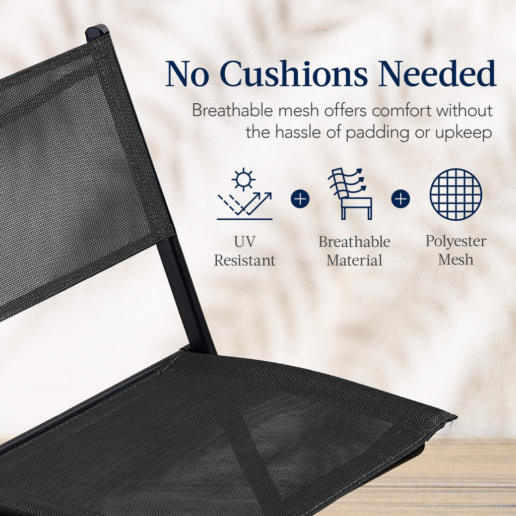 3-Piece Bistro Set w/ Glass Table, 2 Foldable Chairs