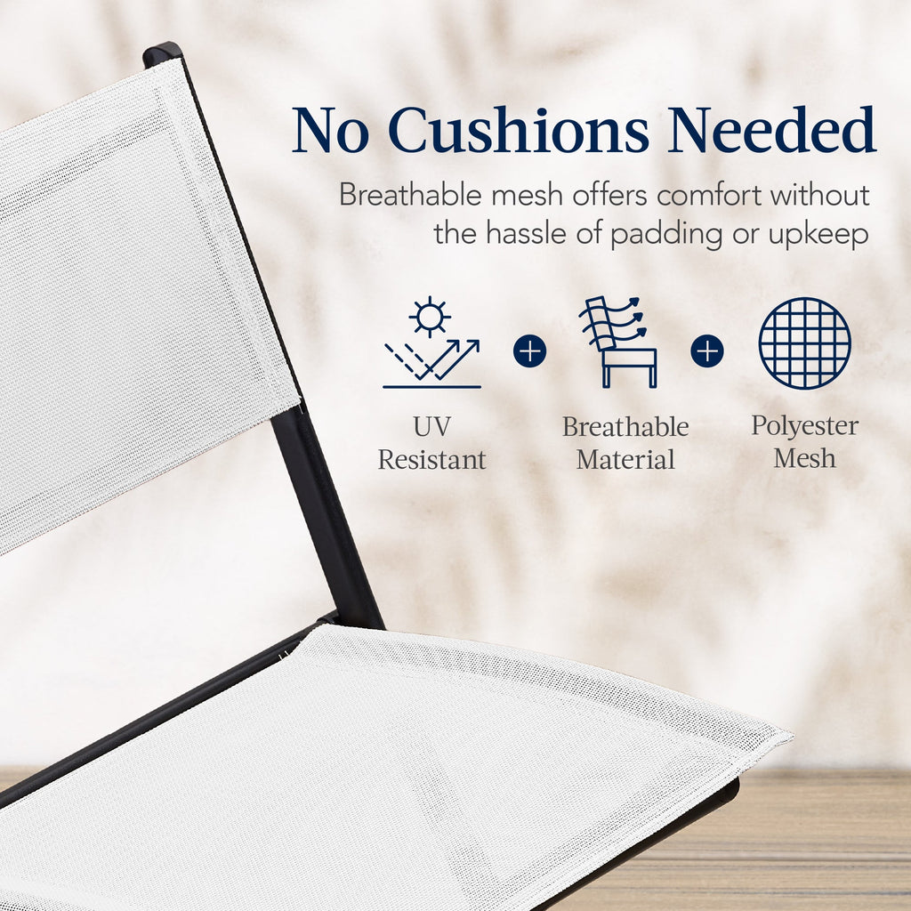 3-Piece Bistro Set w/ Glass Table, 2 Foldable Chairs