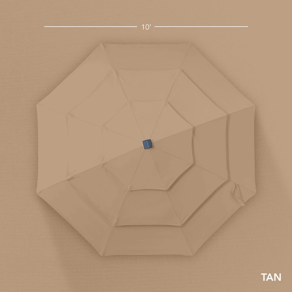 3-Tier Woodgrain Pattern Solar Patio Umbrella, Tilt Adjustment - 10ft