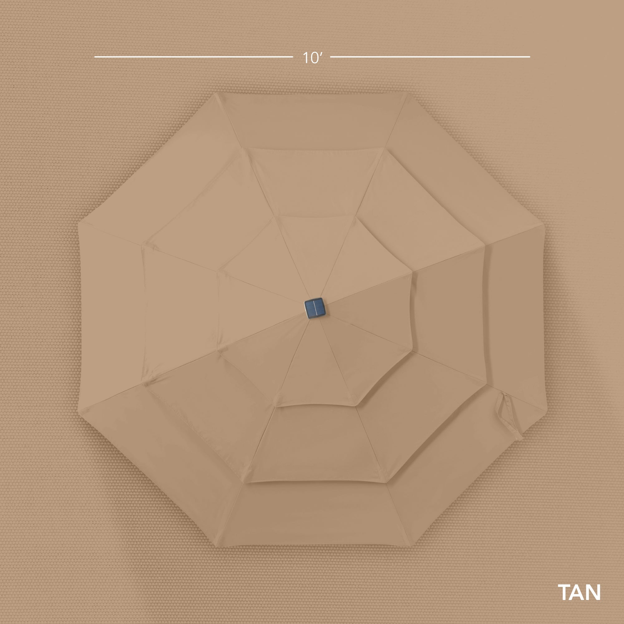 3-Tier Woodgrain Pattern Solar Patio Umbrella, Tilt Adjustment - 10ft