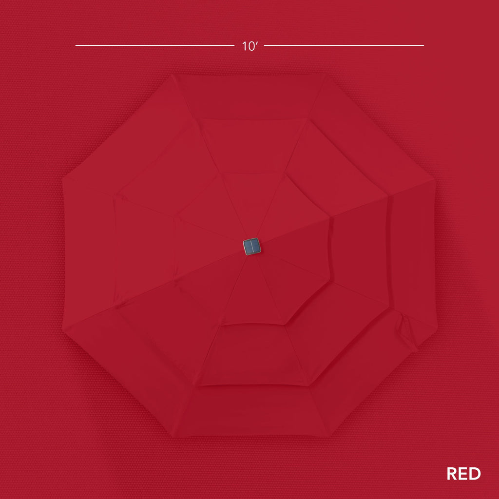 3-Tier Woodgrain Pattern Solar Patio Umbrella, Tilt Adjustment - 10ft