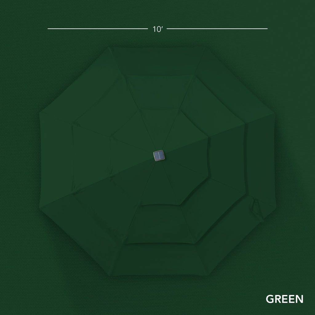 3-Tier Woodgrain Pattern Solar Patio Umbrella, Tilt Adjustment - 10ft