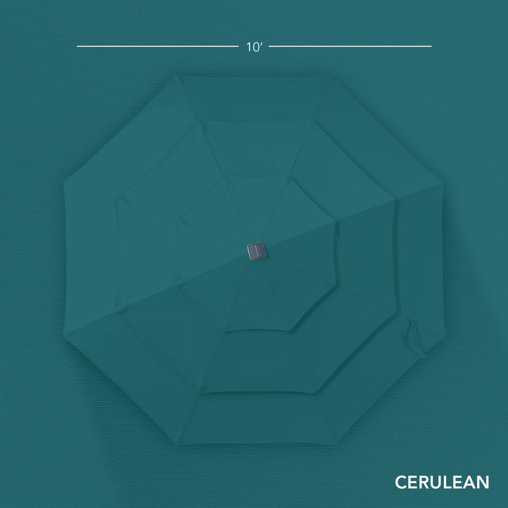 3-Tier Woodgrain Pattern Solar Patio Umbrella, Tilt Adjustment - 10ft