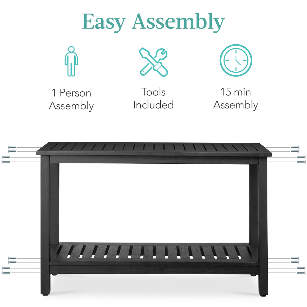 2-Shelf Wooden Console Table Storage Organizer w/ Natural Finish - 48in