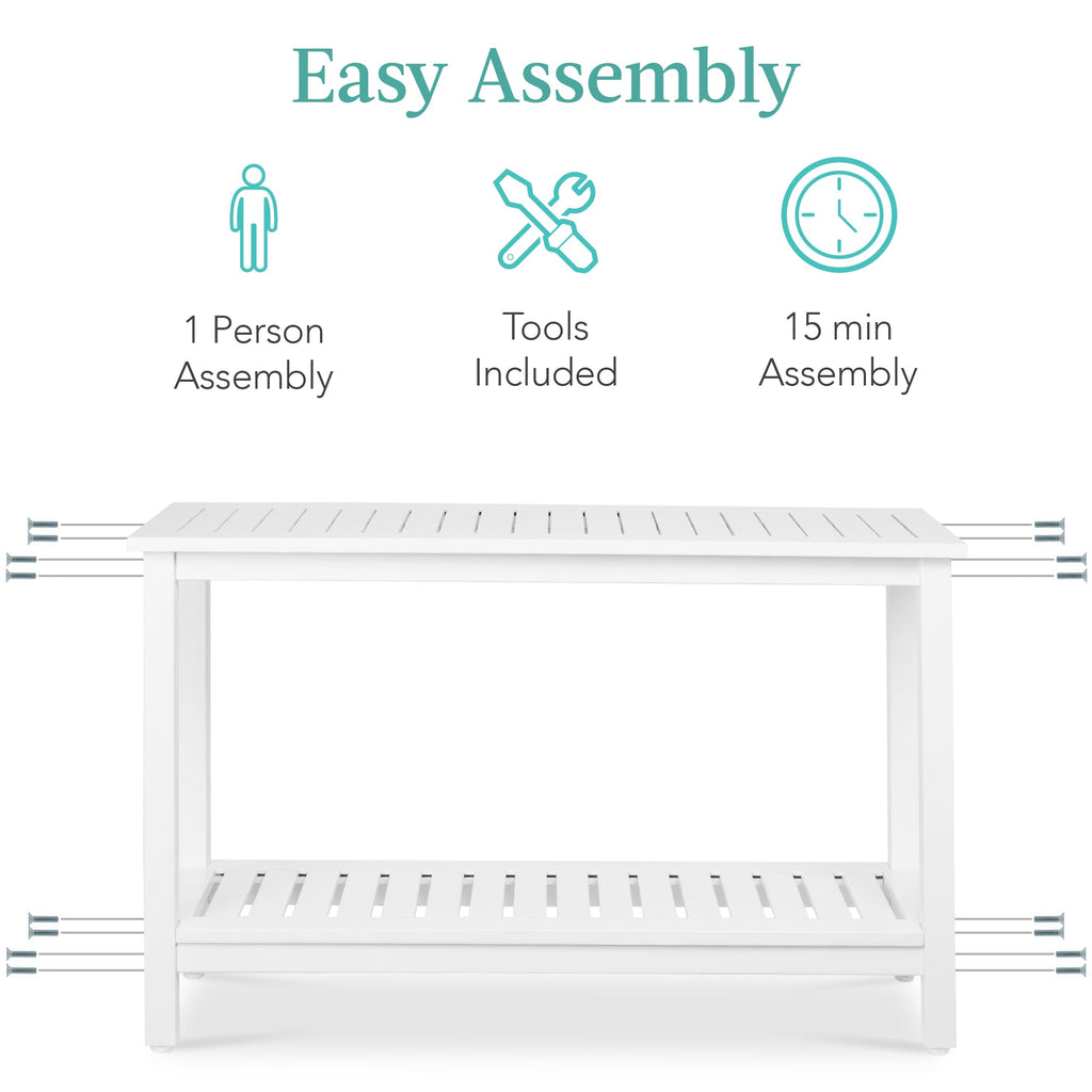 2-Shelf Wooden Console Table Storage Organizer w/ Natural Finish - 48in