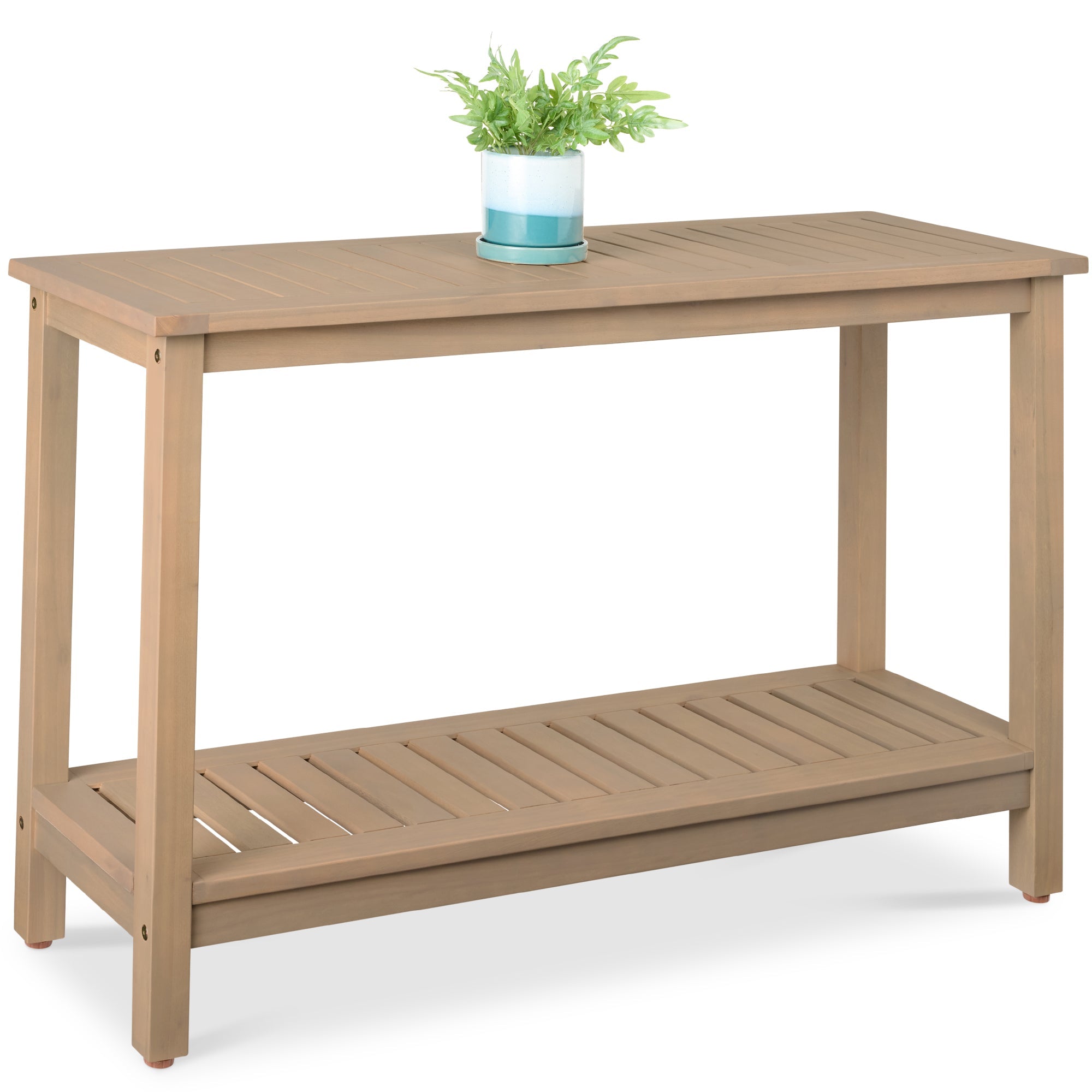 2-Shelf Wooden Console Table Storage Organizer w/ Natural Finish - 48in
