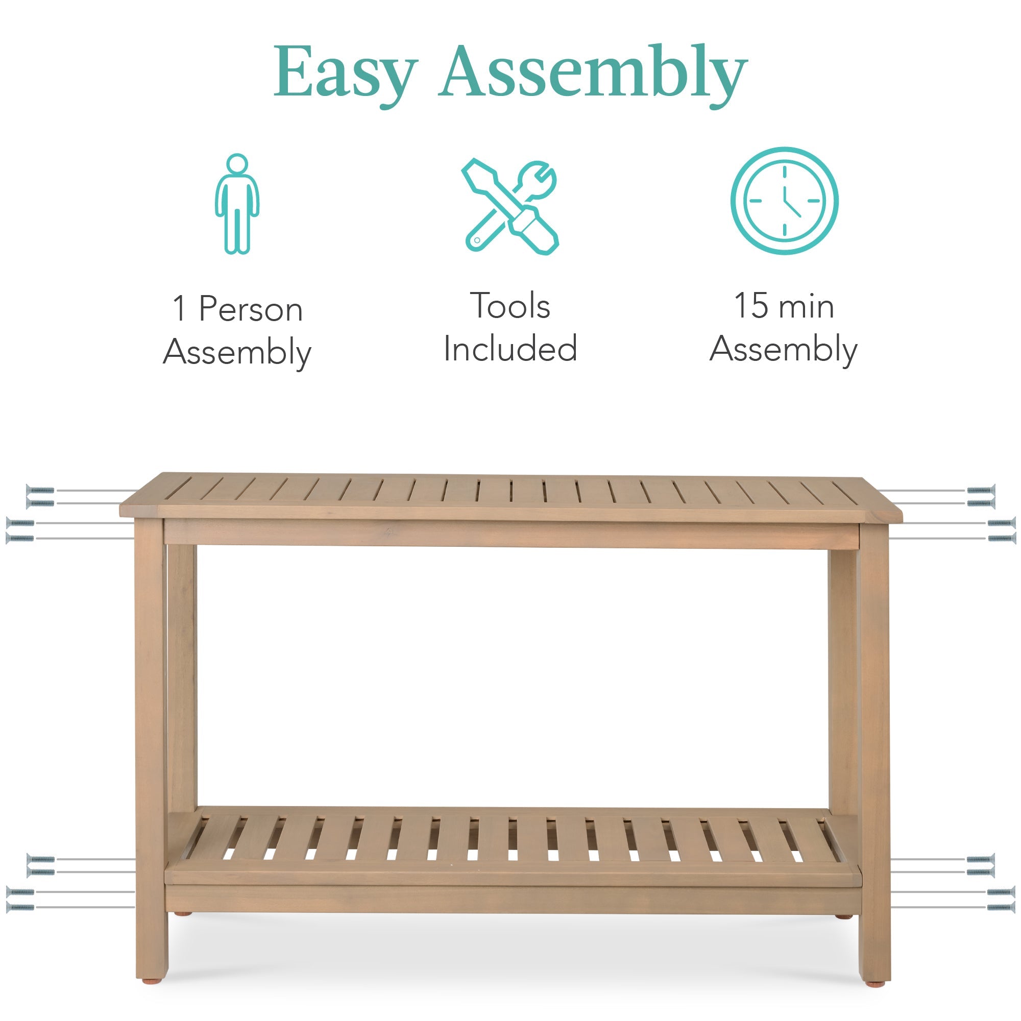 2-Shelf Wooden Console Table Storage Organizer w/ Natural Finish - 48in