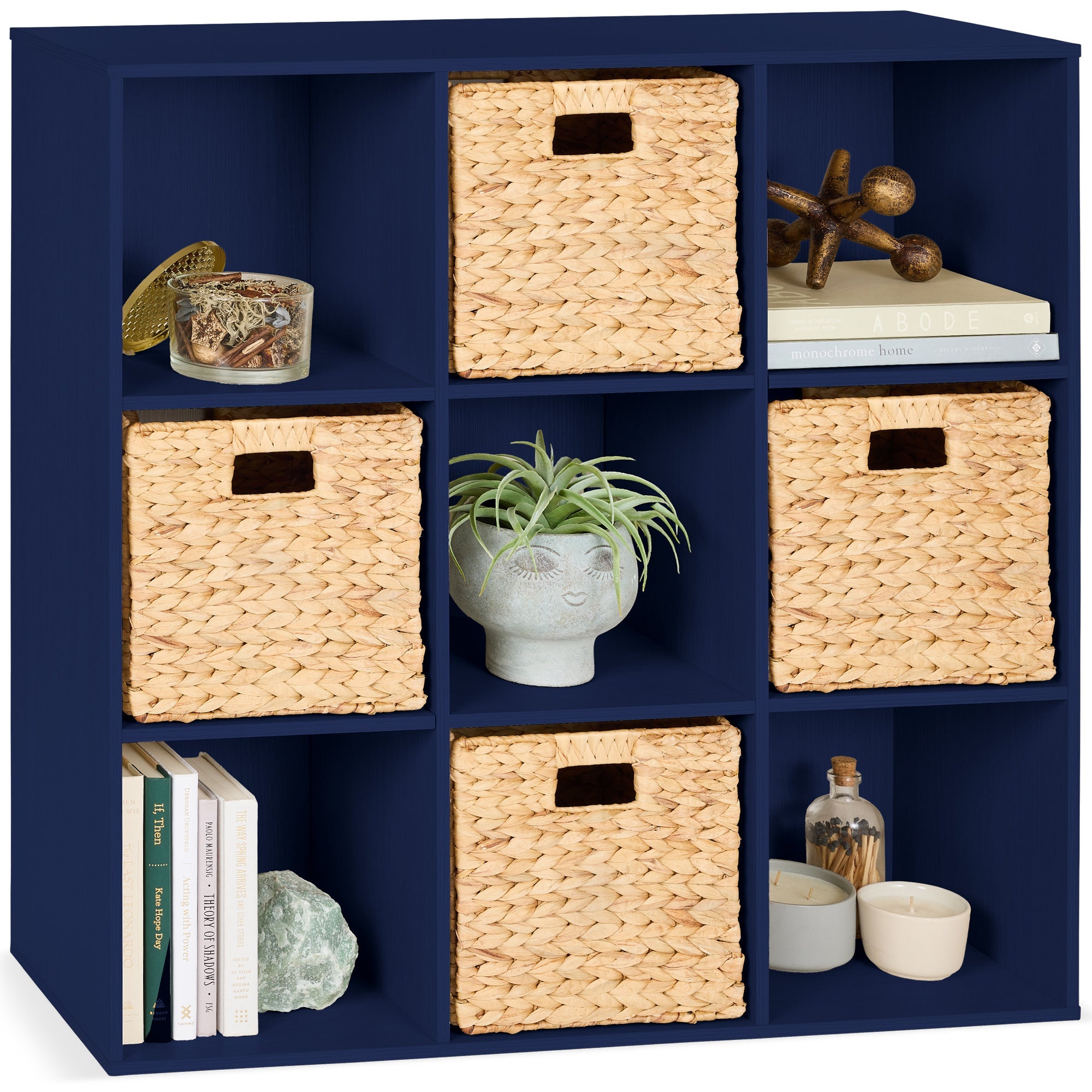 9-Cube Bookshelf Storage Display w/ 3 Removable Panels, Customizable Design