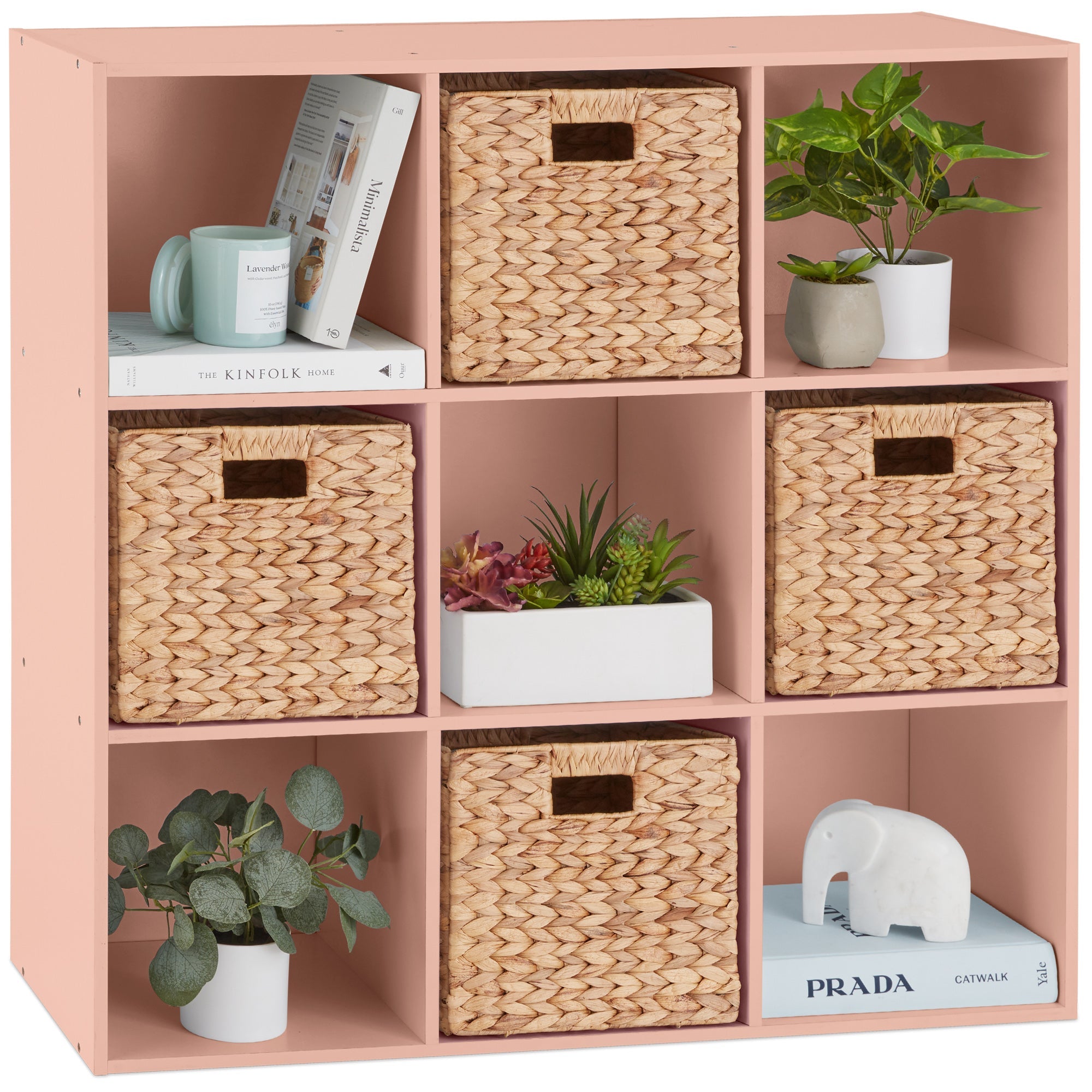 9-Cube Bookshelf Storage Display w/ 3 Removable Panels, Customizable Design