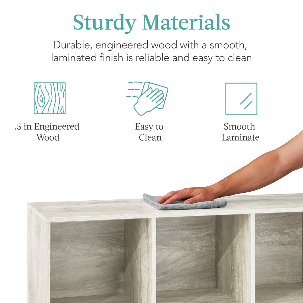 6-Cube Bookshelf, 13.5in Storage Display w/ Removable Panels, Customizable