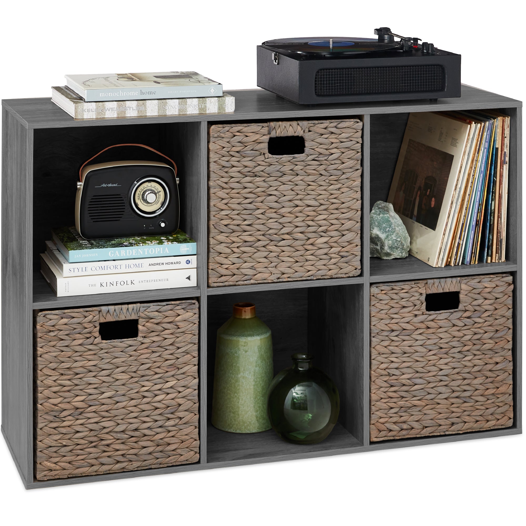6-Cube Bookshelf, 13.5in Storage Display w/ Removable Panels, Customizable