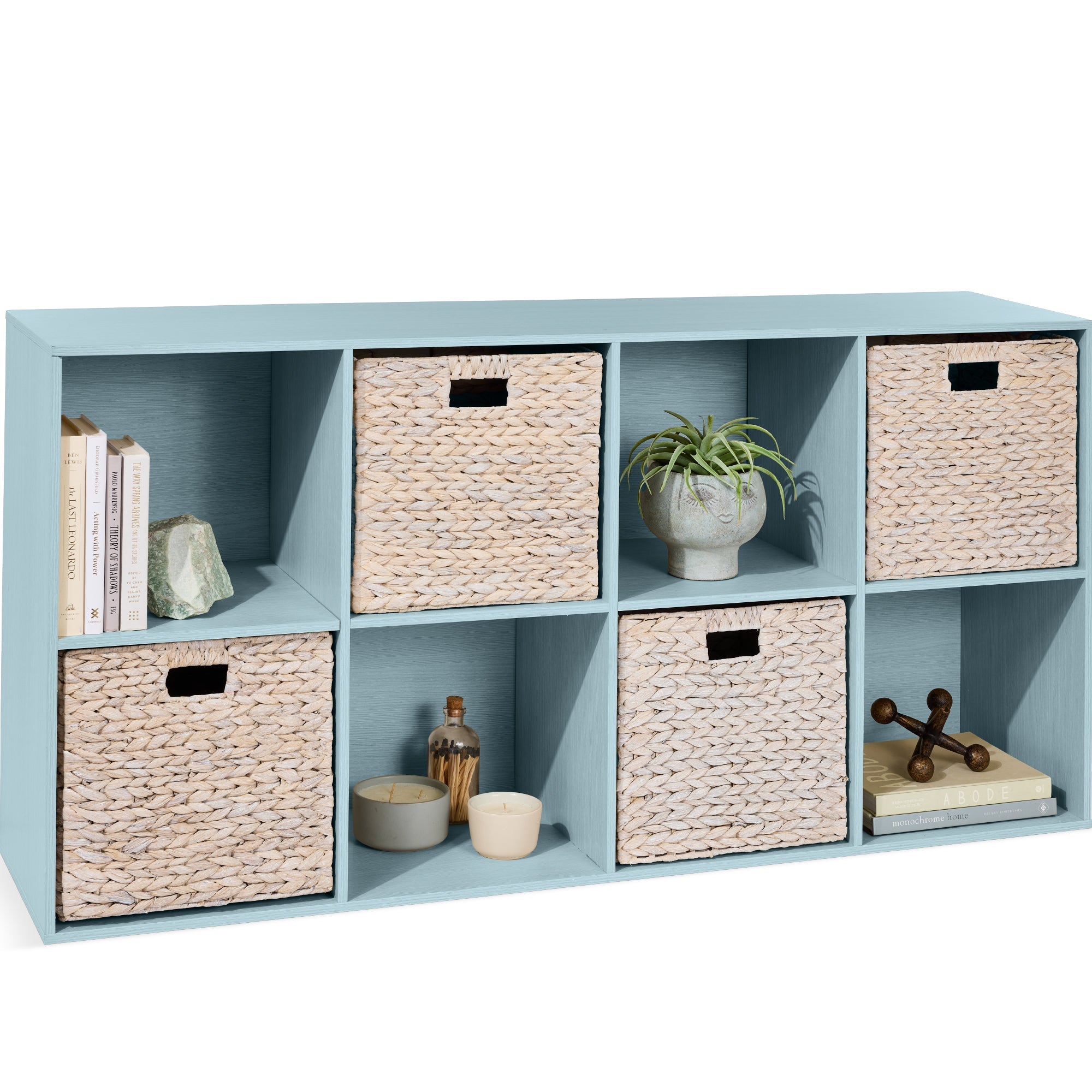 8-Cube Bookshelf, 13.5in Storage Display w/ Removable Panels, Customizable
