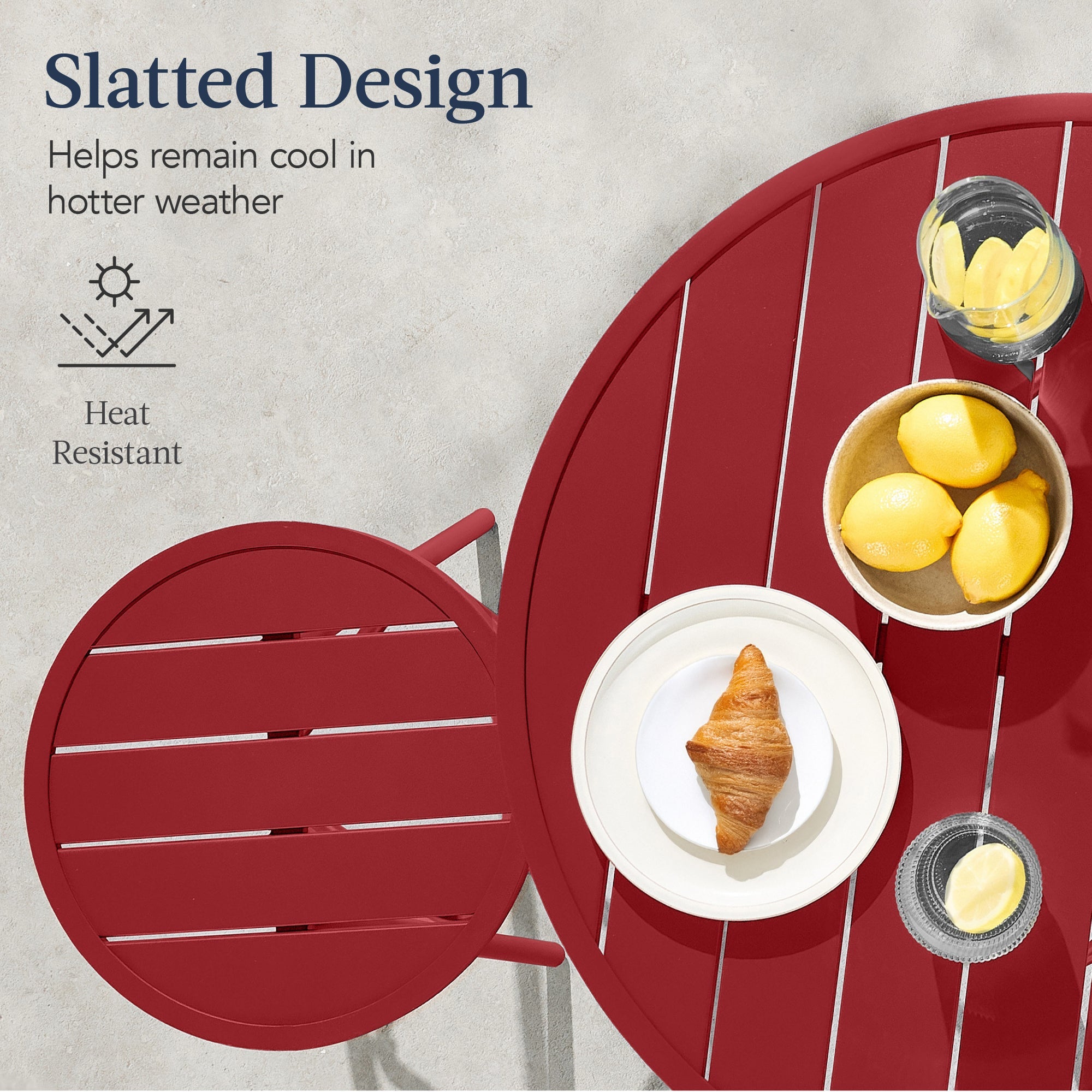 3-Piece Patio Bar Height Bistro Set w/ Backless Stools, Slatted Design