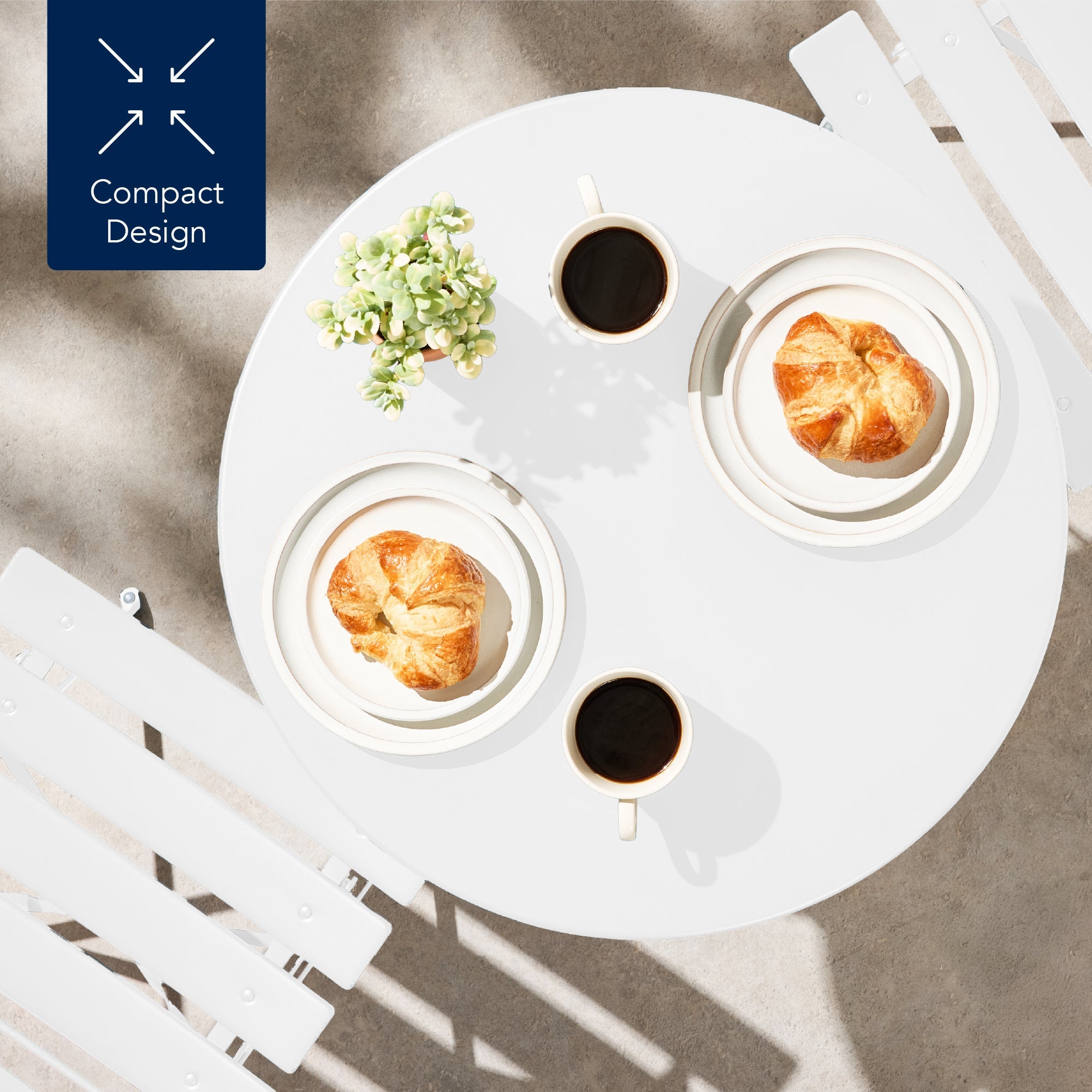 3-Piece Small Folding Patio Bistro Set w/ 2 Chairs