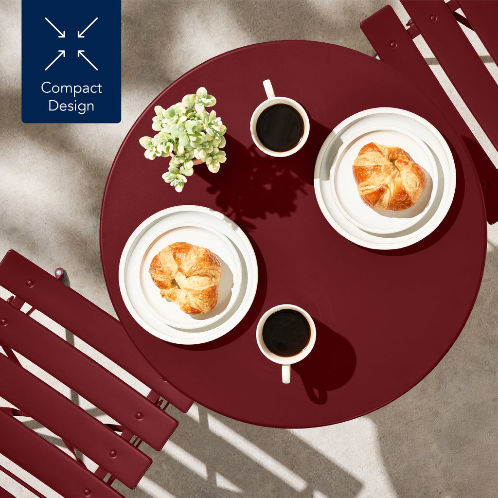 3-Piece Small Folding Patio Bistro Set w/ 2 Chairs