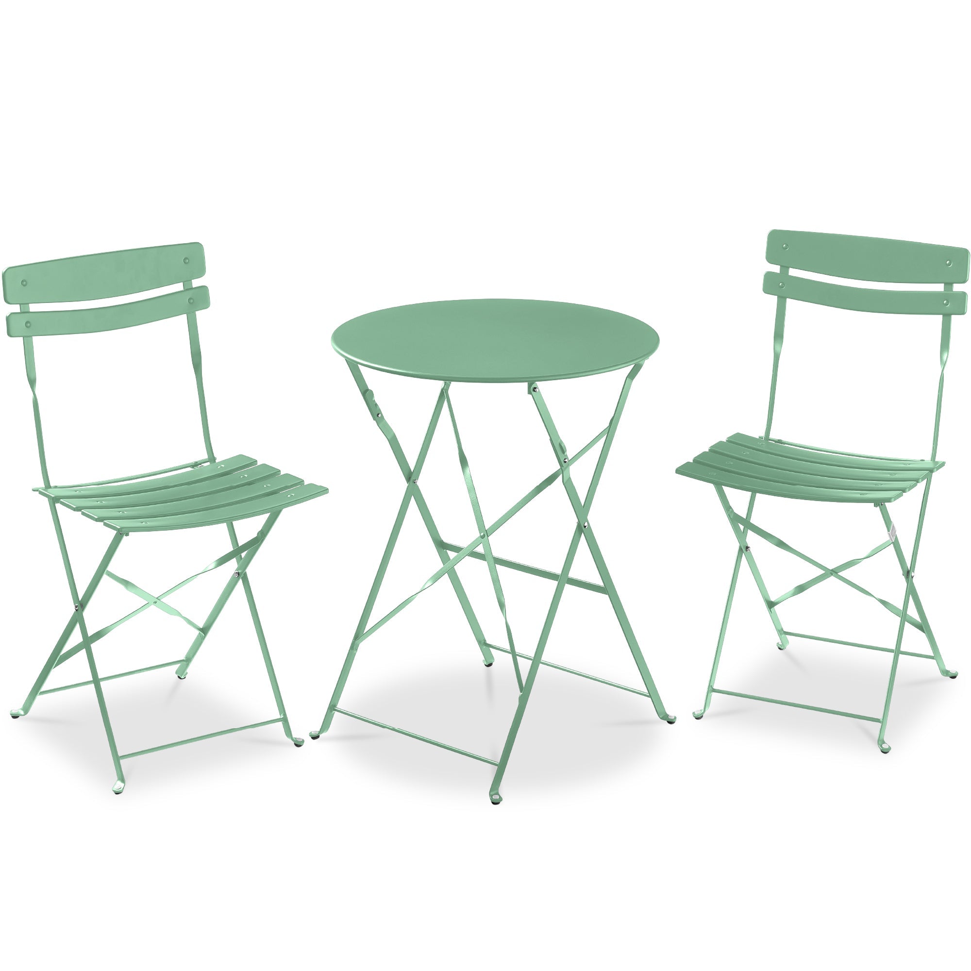 3-Piece Small Folding Patio Bistro Set w/ 2 Chairs