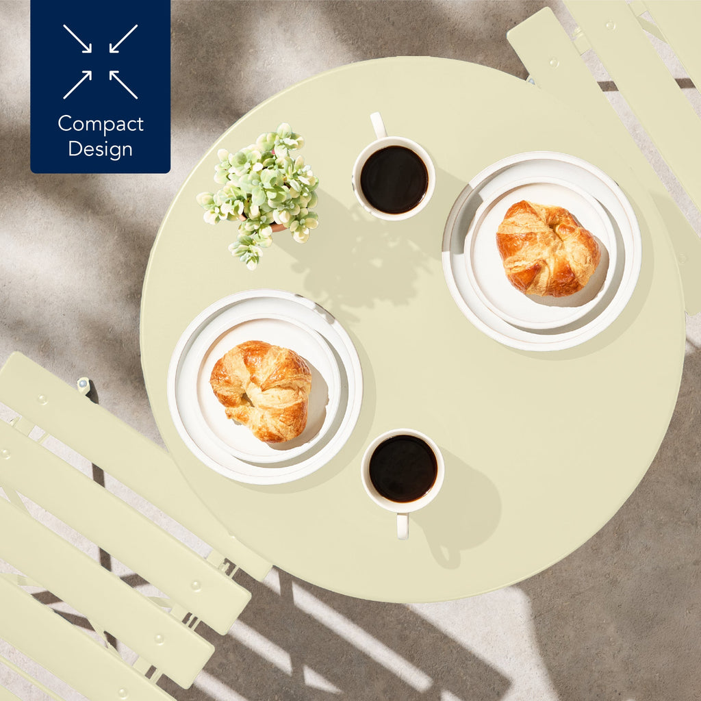 3-Piece Small Folding Patio Bistro Set w/ 2 Chairs