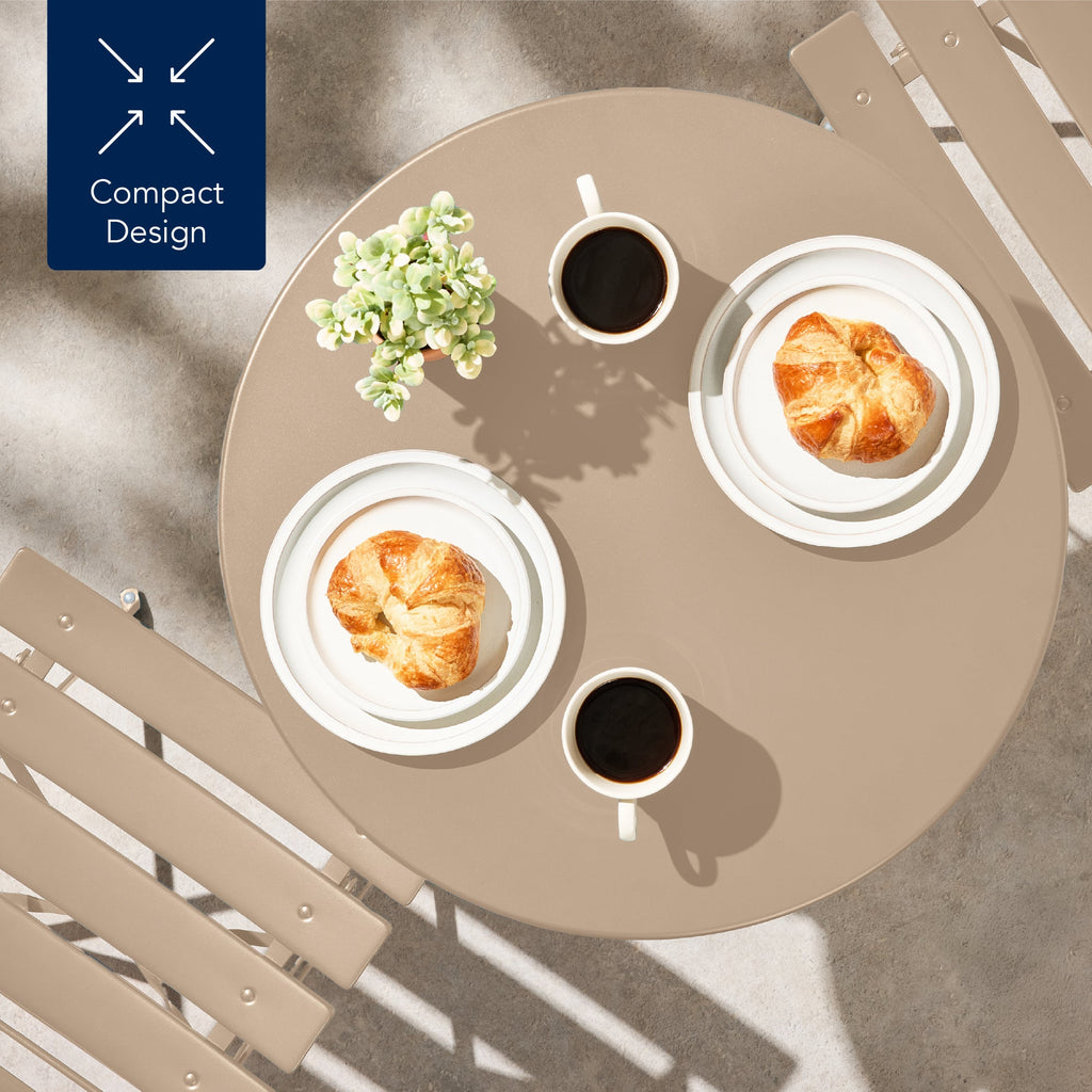3-Piece Small Folding Patio Bistro Set w/ 2 Chairs
