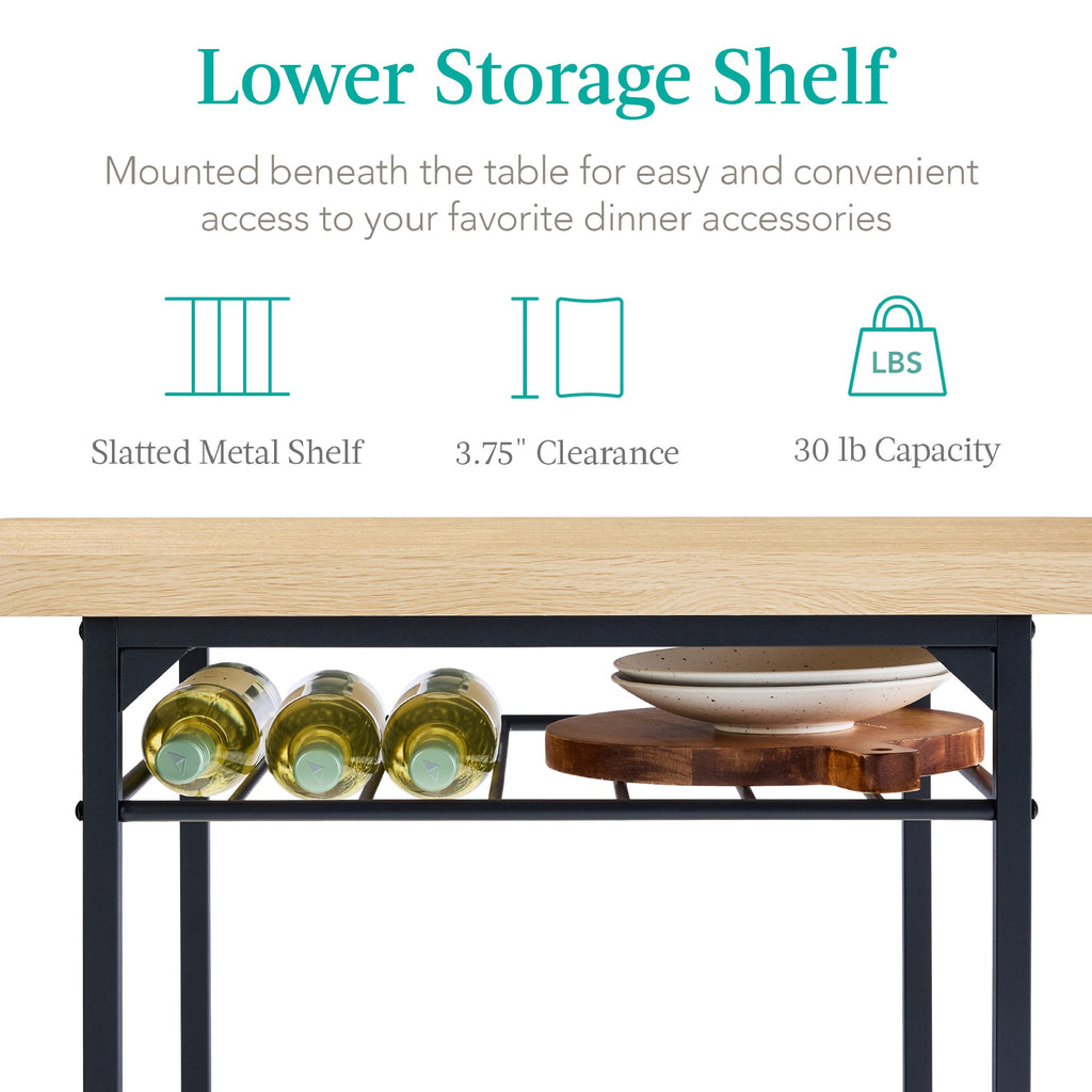 3-Piece Modern Square Dining Set w/ Storage Rack