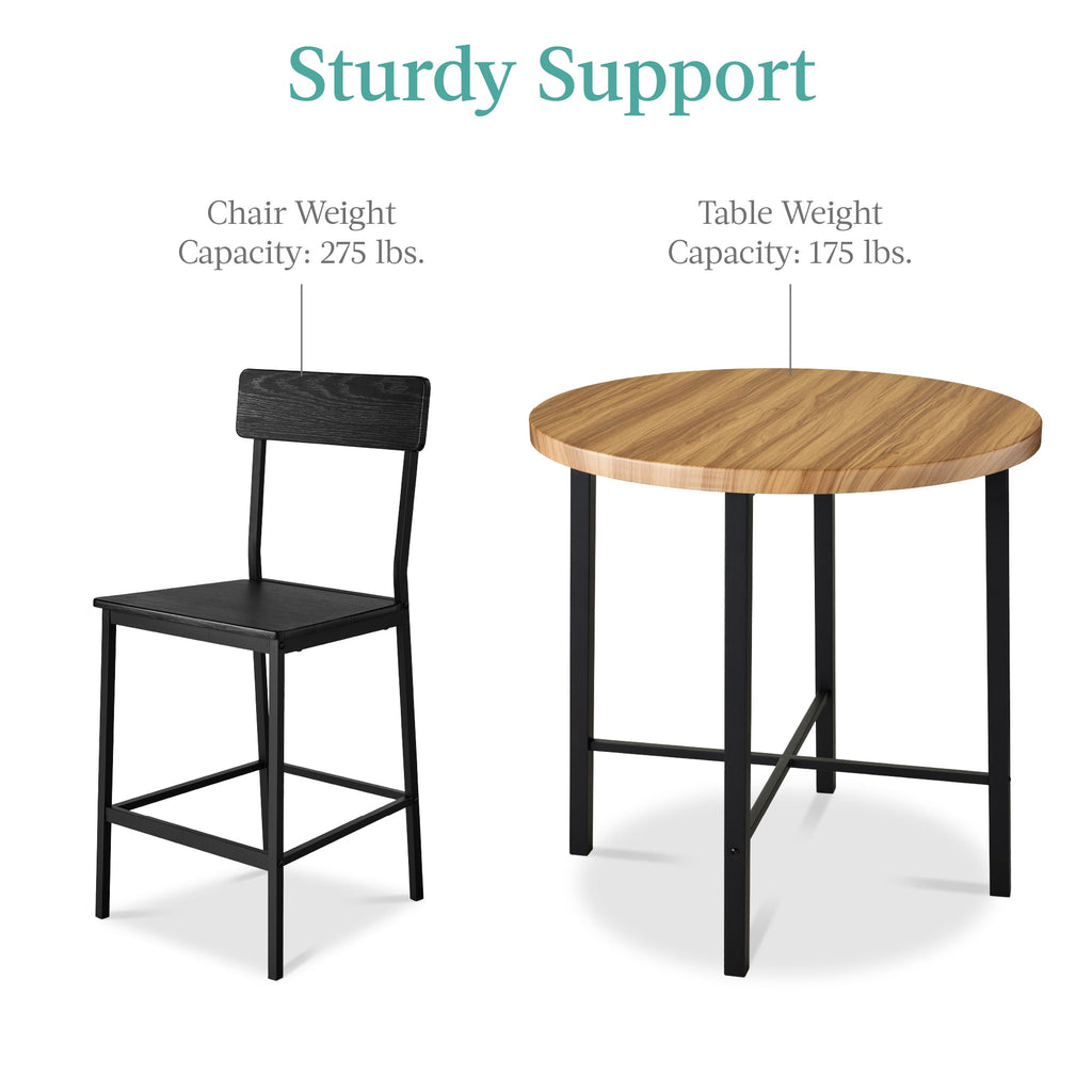 5-Piece Modern Round Counter Height Dining Set w/ 4 Chairs