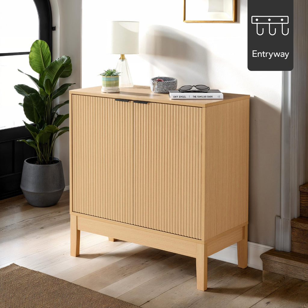 2-Door Reeded Storage Cabinet, Accent Furniture, Sideboard
