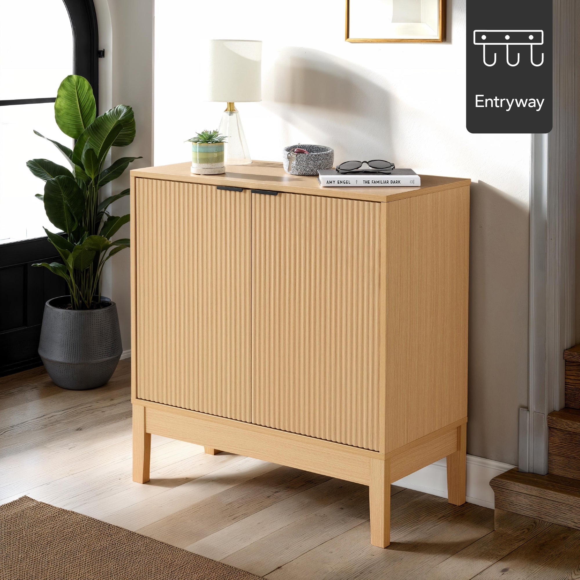 2-Door Reeded Storage Cabinet, Accent Furniture, Sideboard