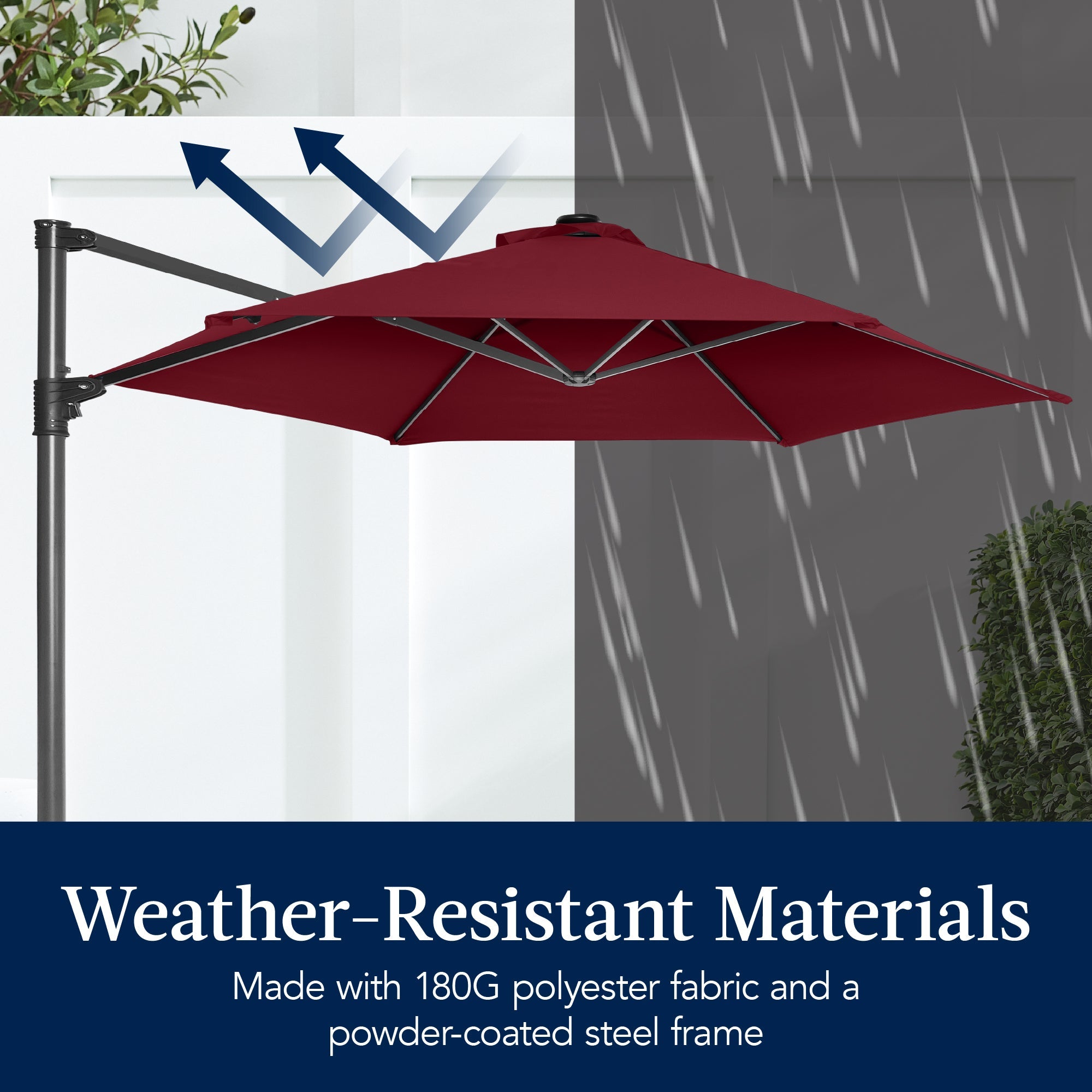 360 LED Rotating Cantilever Offset Patio Umbrella - 10ft
