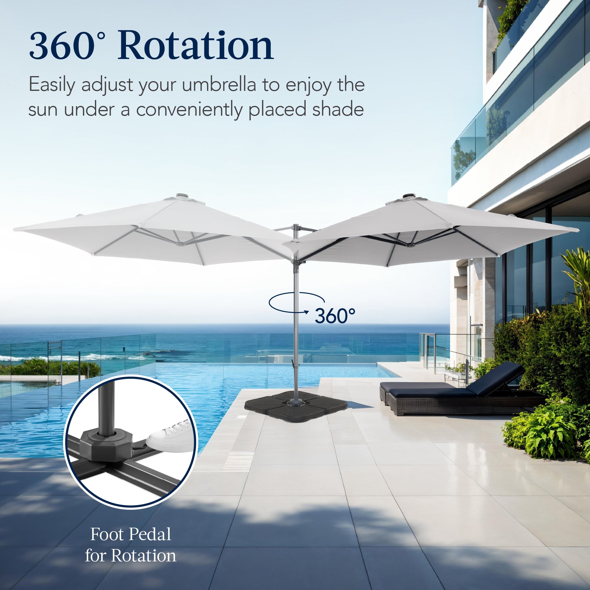 360 Rotating Cantilever Offset Patio Umbrella - 10ft