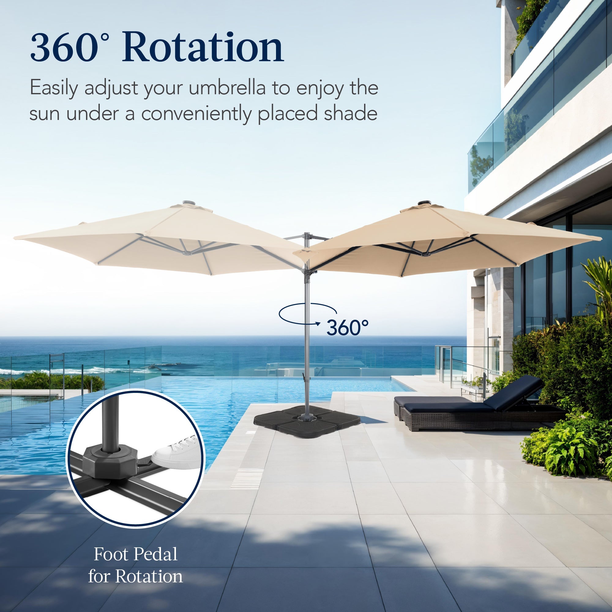 360 Rotating Cantilever Offset Patio Umbrella - 10ft
