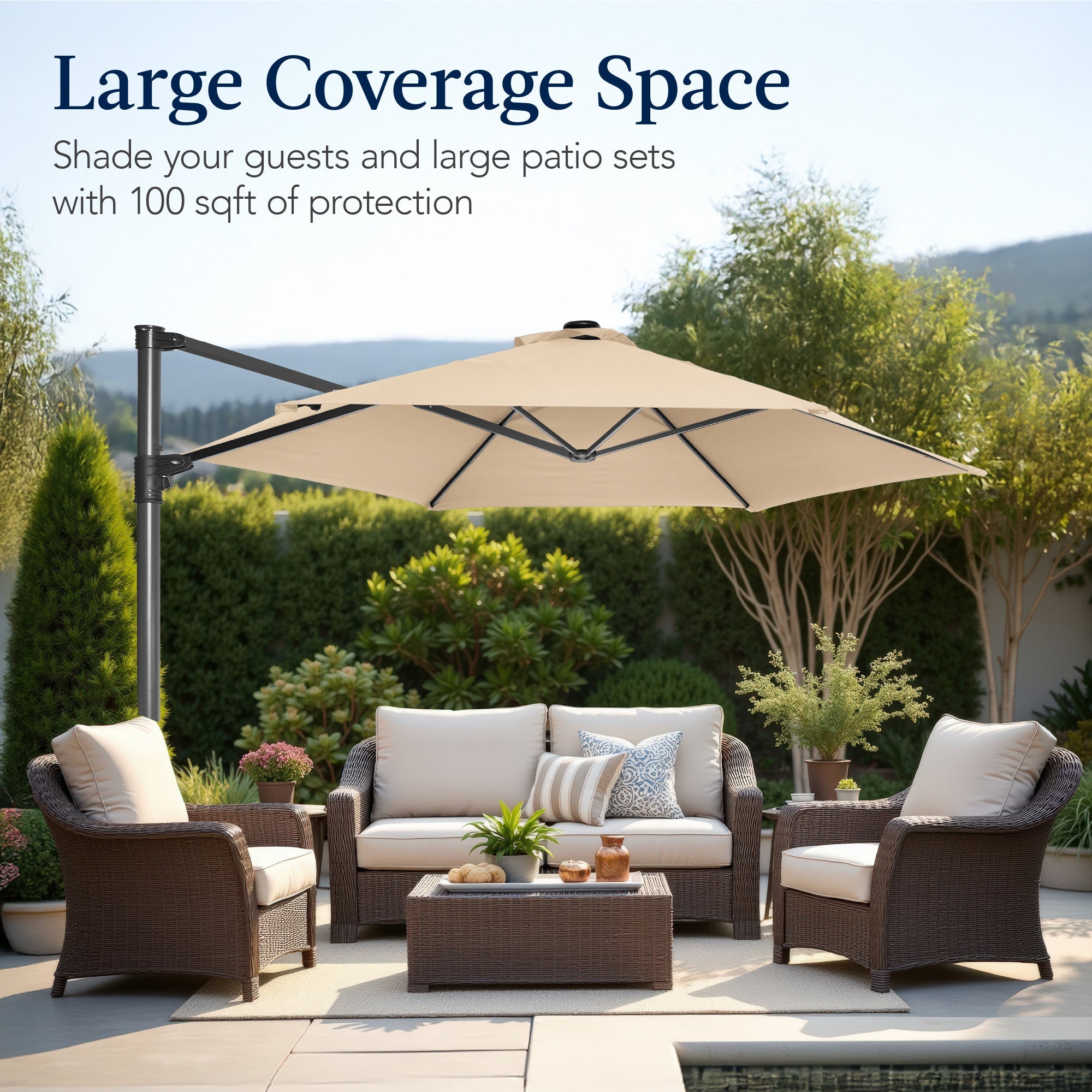360 Rotating Cantilever Offset Patio Umbrella - 10ft