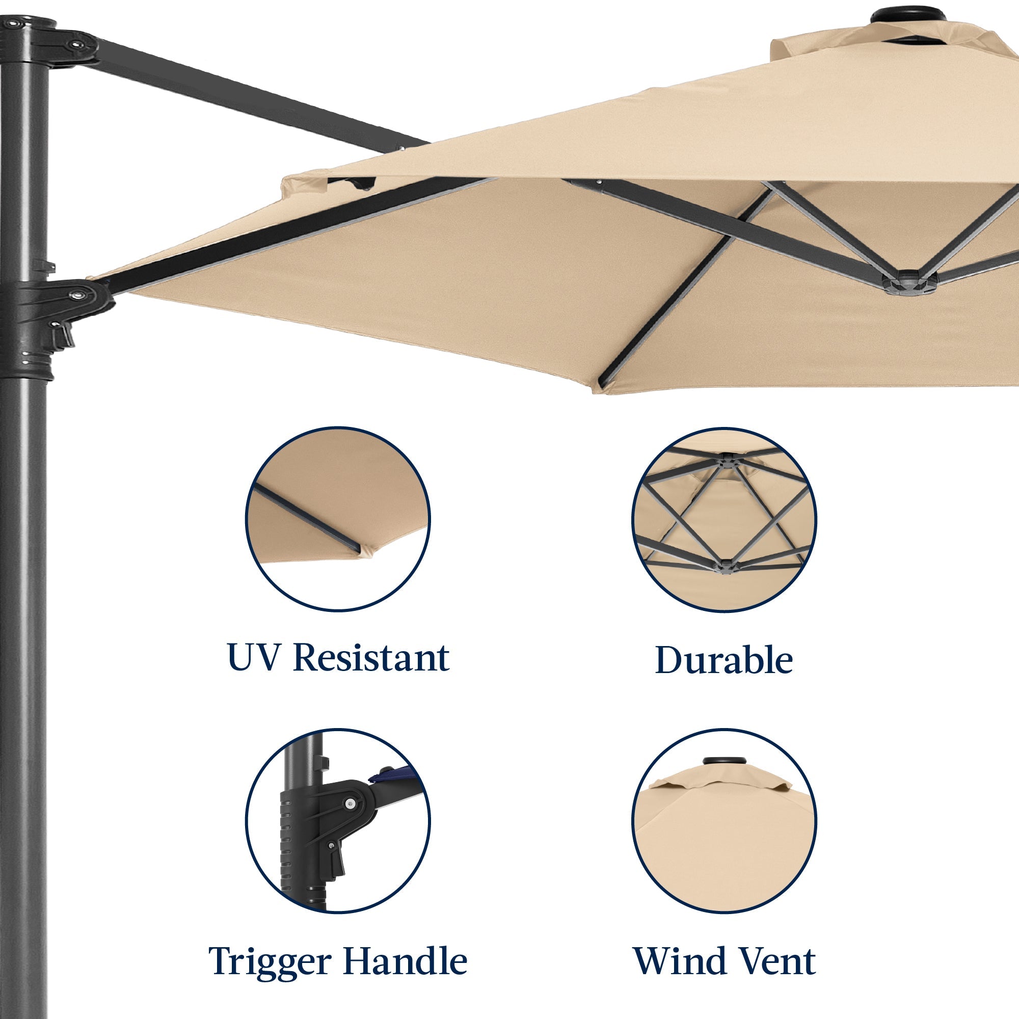 360 Rotating Cantilever Offset Patio Umbrella - 10ft