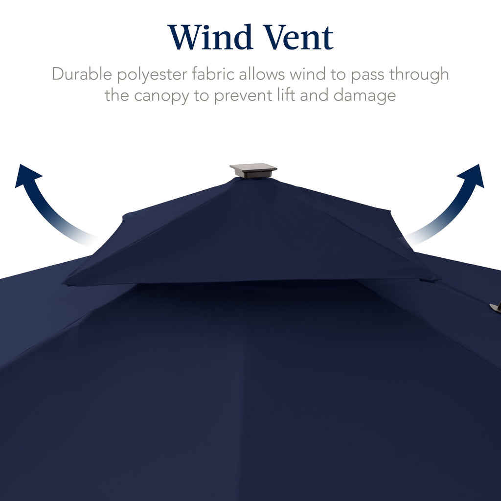 12x12ft 2-Tier Outdoor Solar LED Cantilever Patio Umbrella