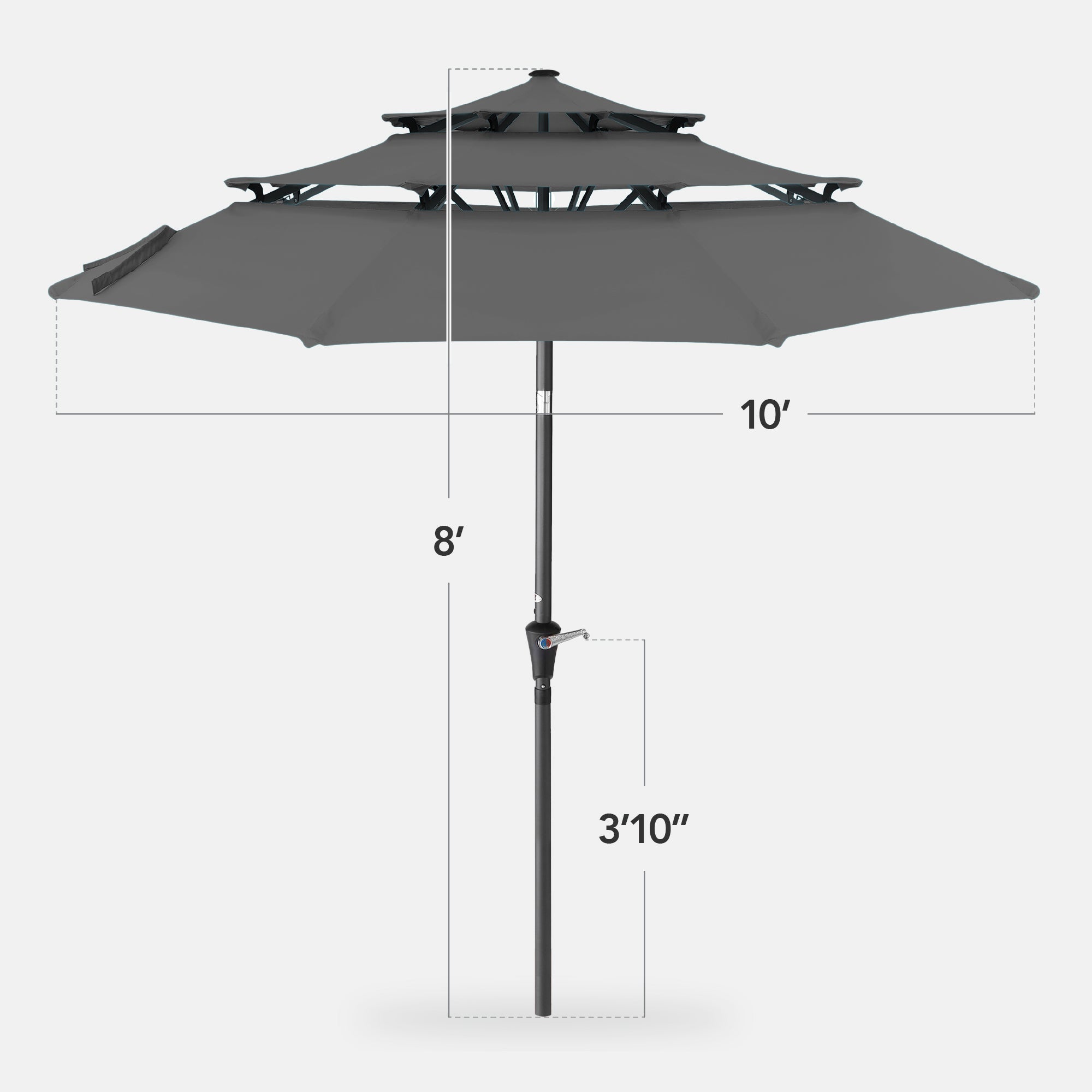 3-Tier Patio Umbrella w/ Tilt Adjustment, Crank - 10ft