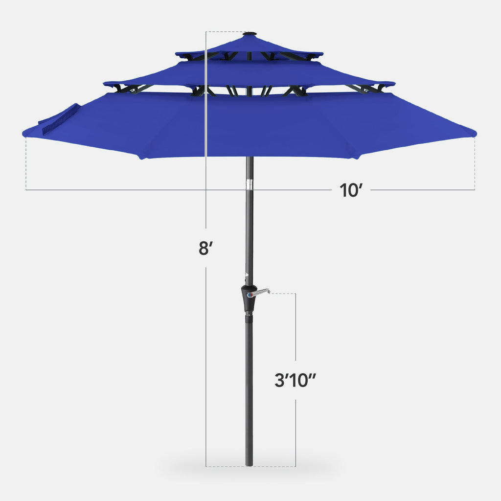 3-Tier Patio Umbrella w/ Tilt Adjustment, Crank - 10ft
